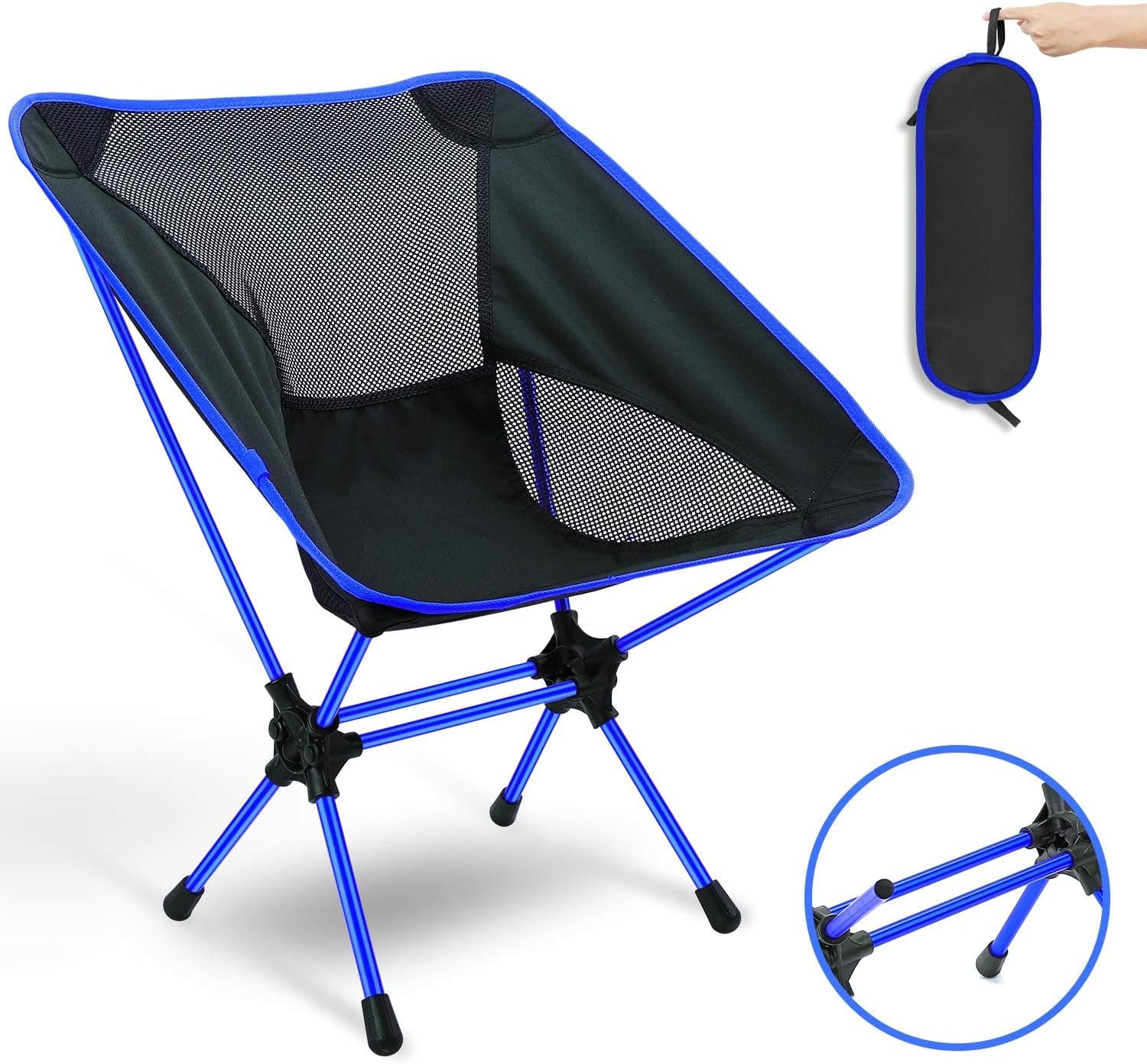 Xgear Ultralight Tripod Chairs Folding Lightweight Portable Tripod Seat Stool with Back Camping Chairs for Hunting Outdoor Backpacking (Blue)