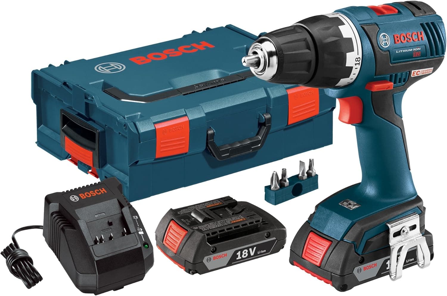 Bosch DDS182-02L 18-volt Brushless 1/2-Inch Compact Tough Drill/Driver with 2.0Ah Batteries, Charger and L-Boxx-2