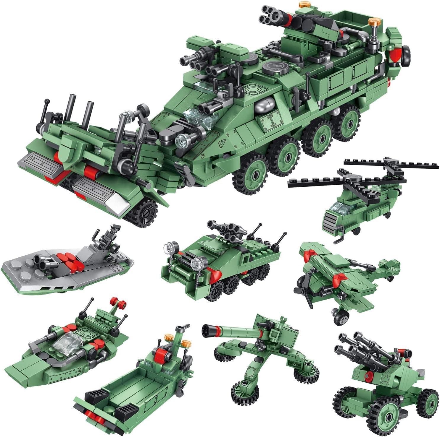 CLOURF Strek-Armored car Building Toy kit 8in1 Compatible with Most Major Brands of Building Bricks