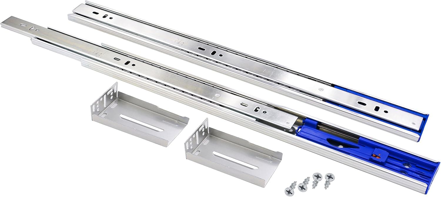 Comet Pro Hardware S9 22 Inch Full Extension Ball Bearing Soft Close Slides 100 LB Capacity Kitchen Cabinet Drawer Slides, Rear Mount Bracket and Screws are Included (22 Inch 6 Pairs)