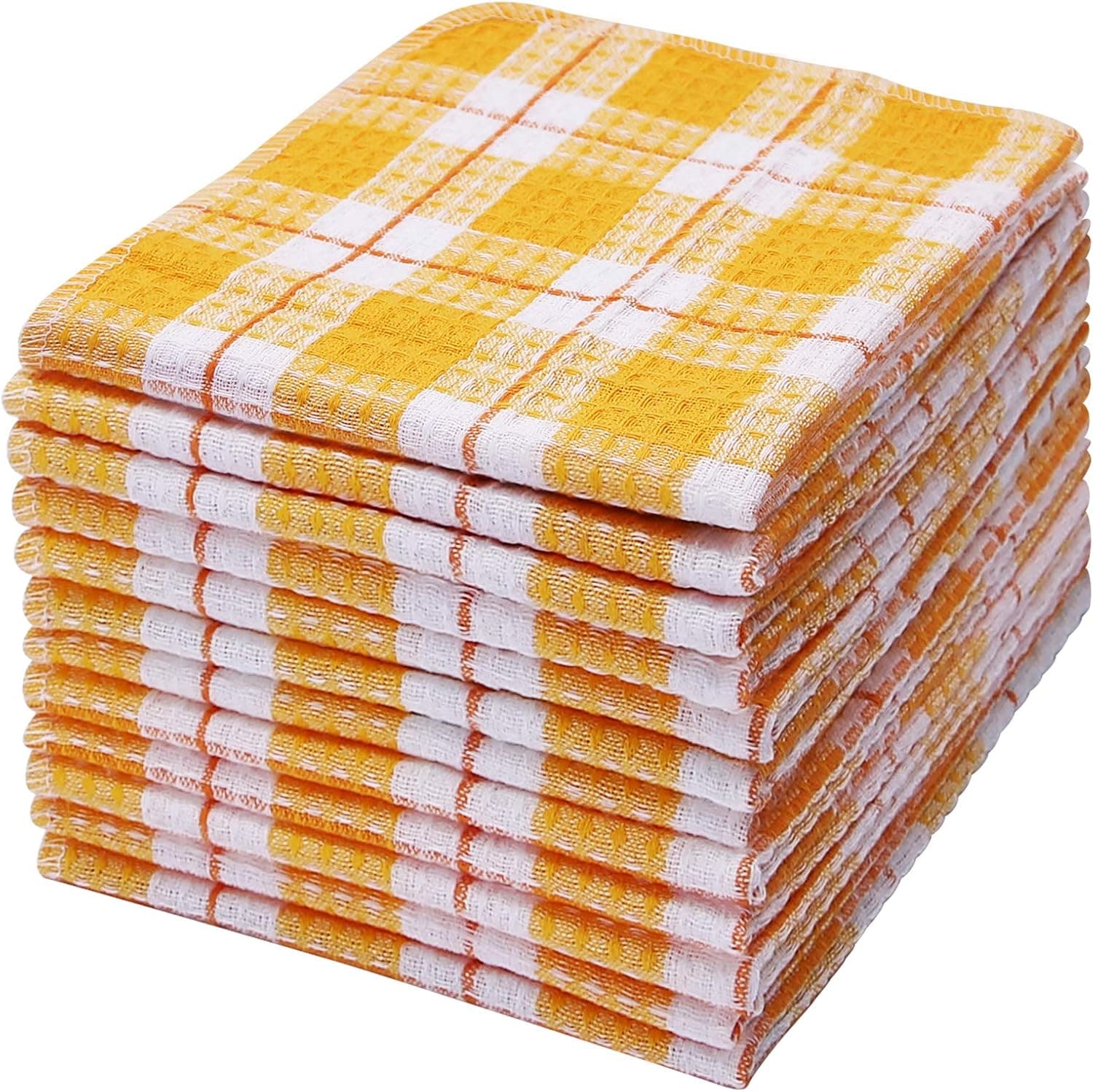 100% Cotton Kitchen Dish Cloths, Ultra Soft Absorbent Quick Drying Dish Towels, 16x14 Inches Windowpane Dishcloths, Machine Washable, 12-Pack