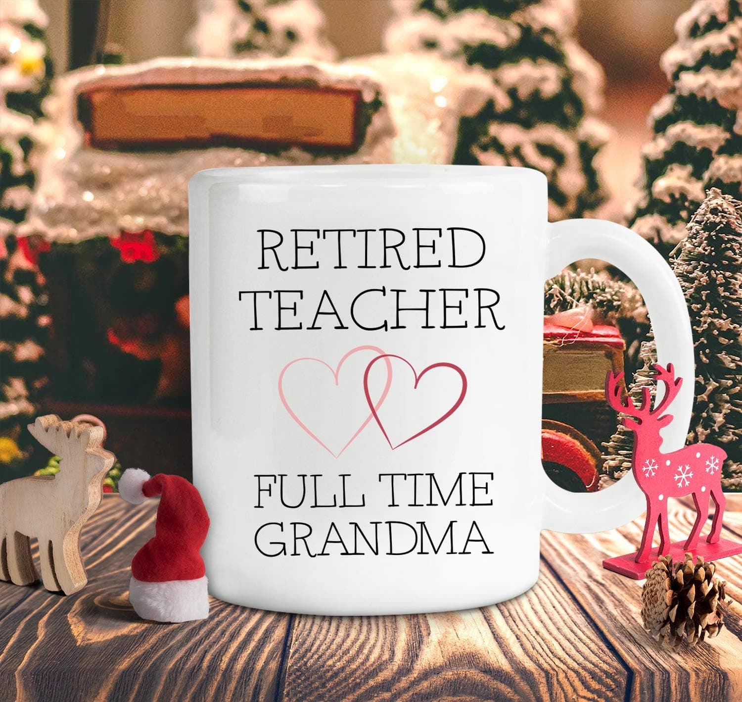Retired Teacher Full Time Grandma Mug, 11 oz Ceramic White Coffee Mugs, Unique Drinkware For Beloved Grandma, Humor Retired Grandmom Mugs From Grandkids, New Year Mug Gift, Gift For Retired Teacher