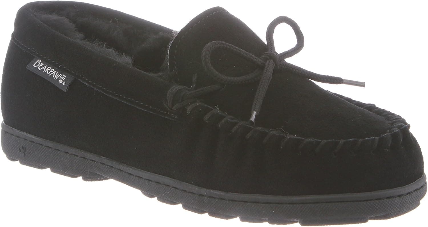 C Women's Mindy Moccasin Slipper , Black Sued (9)