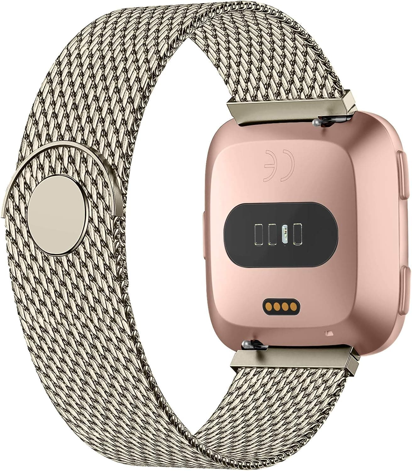 iGK Metal Replacement Bands Compatible for Fitbit Versa/Versa Lite Edition/Versa 2, Stainless Steel Loop Metal Mesh Bracelet Unique Magnet Lock Wristbands