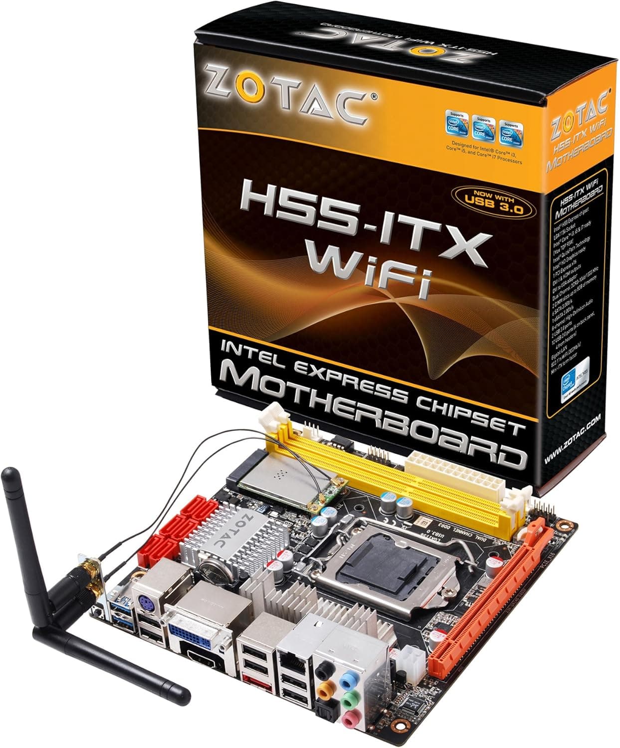 ZOTAC Socket 1156/Intel H55/USB3.0/WiFi/A&GbE/Mini ITX Motherboard H55ITX-C-E