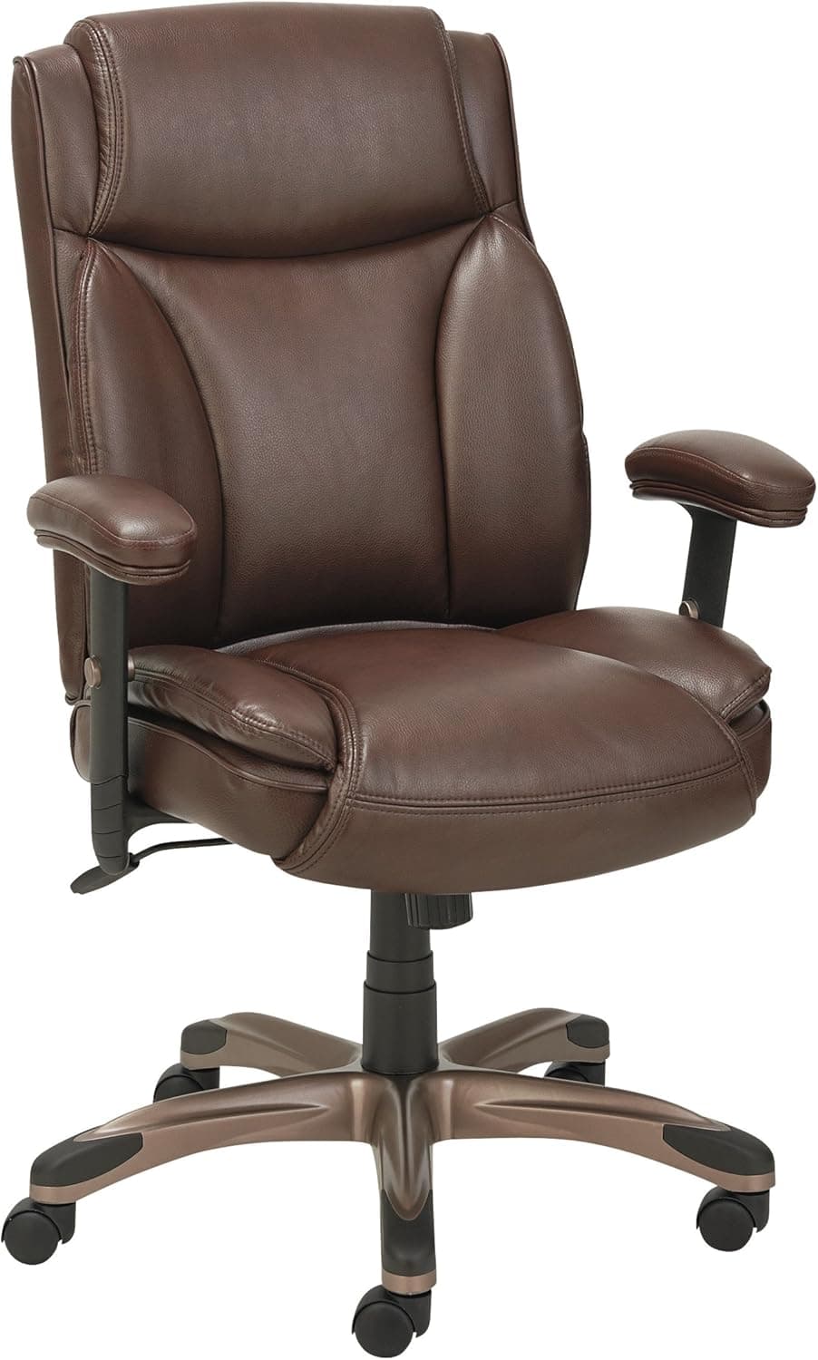 Alera ALE Veon Series Leather MidBack Manager's Chair w/Coil Spring Cushioning, Brown
