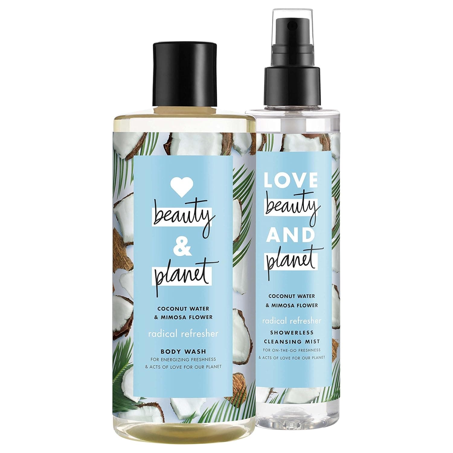 Love Beauty and Planet Body Wash and Cleansing Mist, Coconut Water & Mimosa Flower, 6.7 Fl Oz (Pack of 2)
