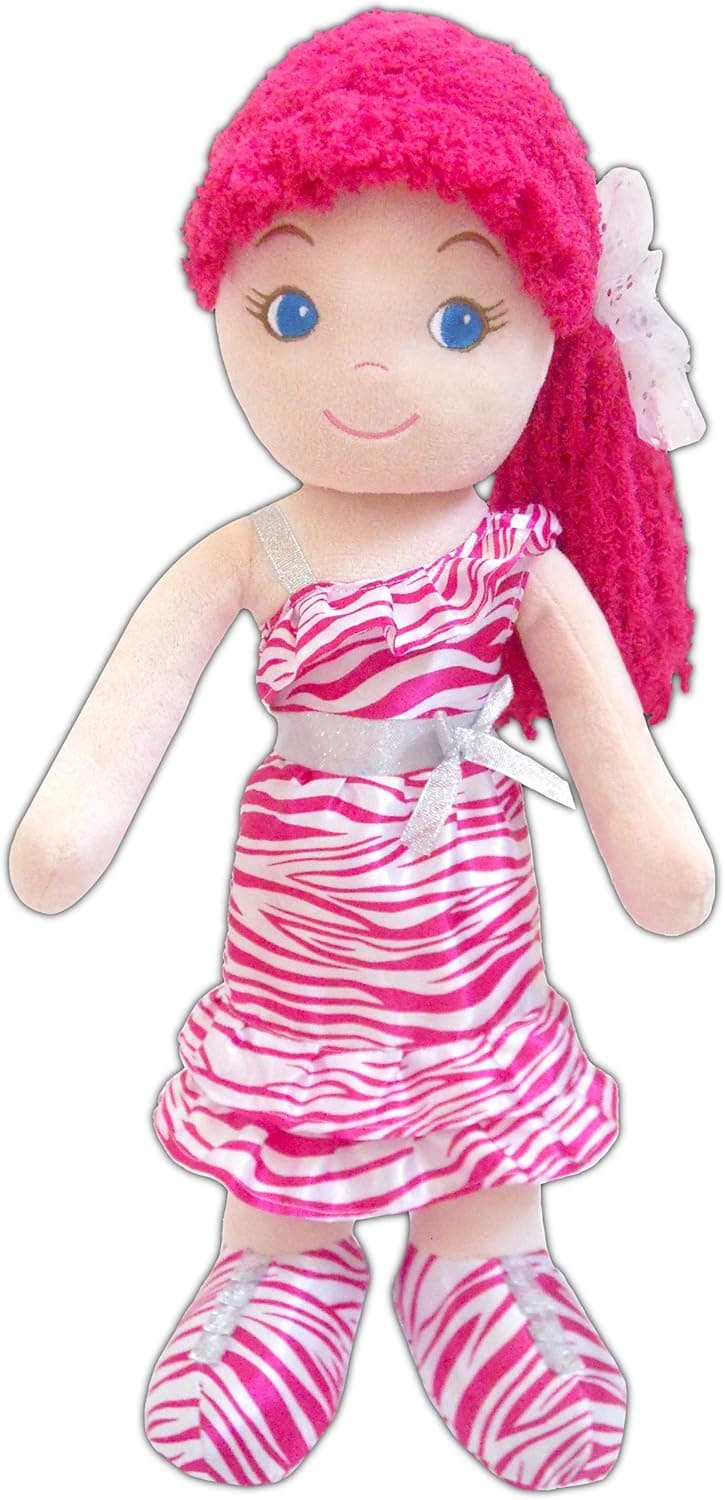 girlzndollz Leila Glam Girl - Zebra Print Baby Doll, Dark Pink/White