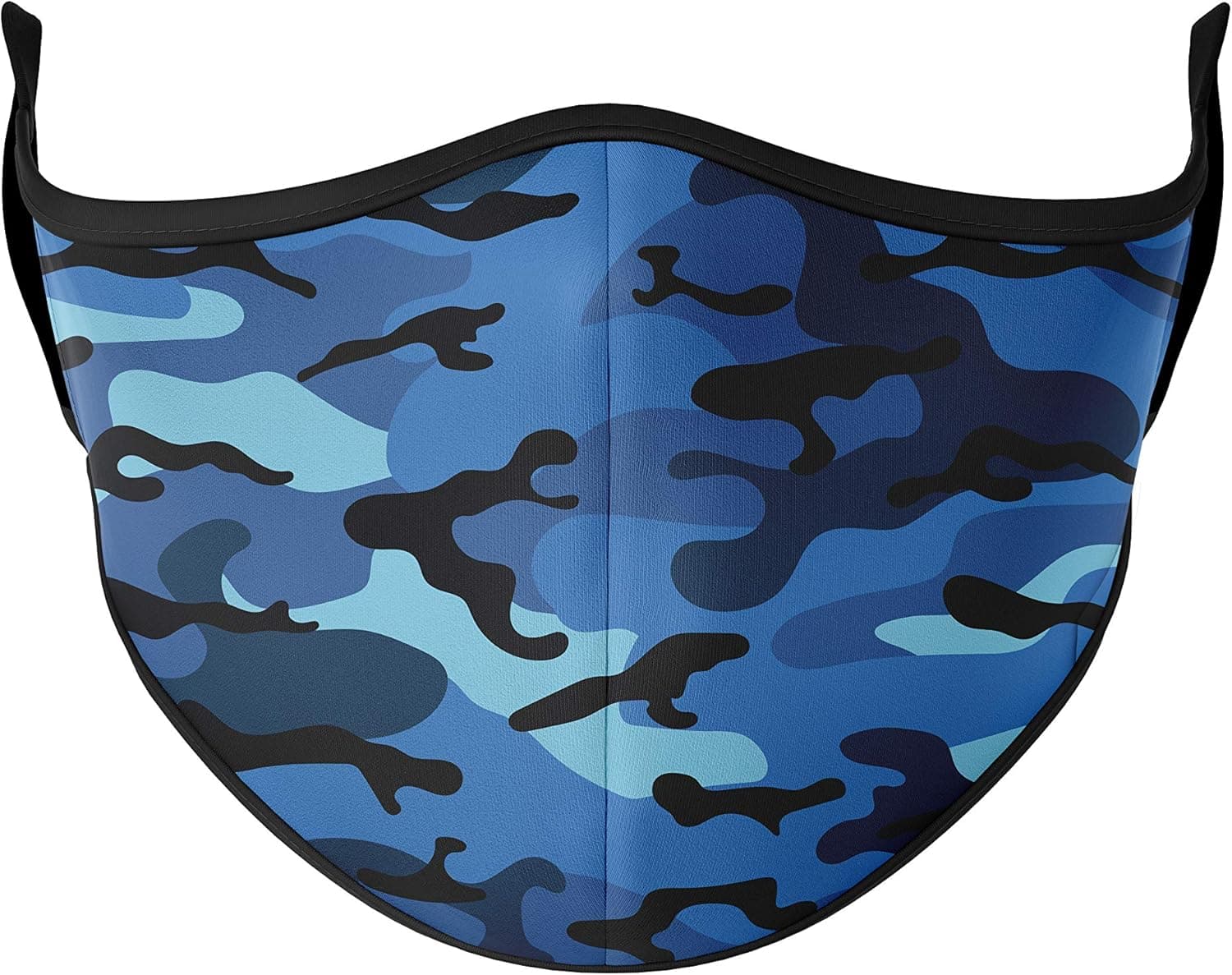 Top Trenz Reusable Face Mask Made with Stretch Cloth for Everyday Use - Indoor/Outdoor Face Cover - Blue Camo - Adult Large