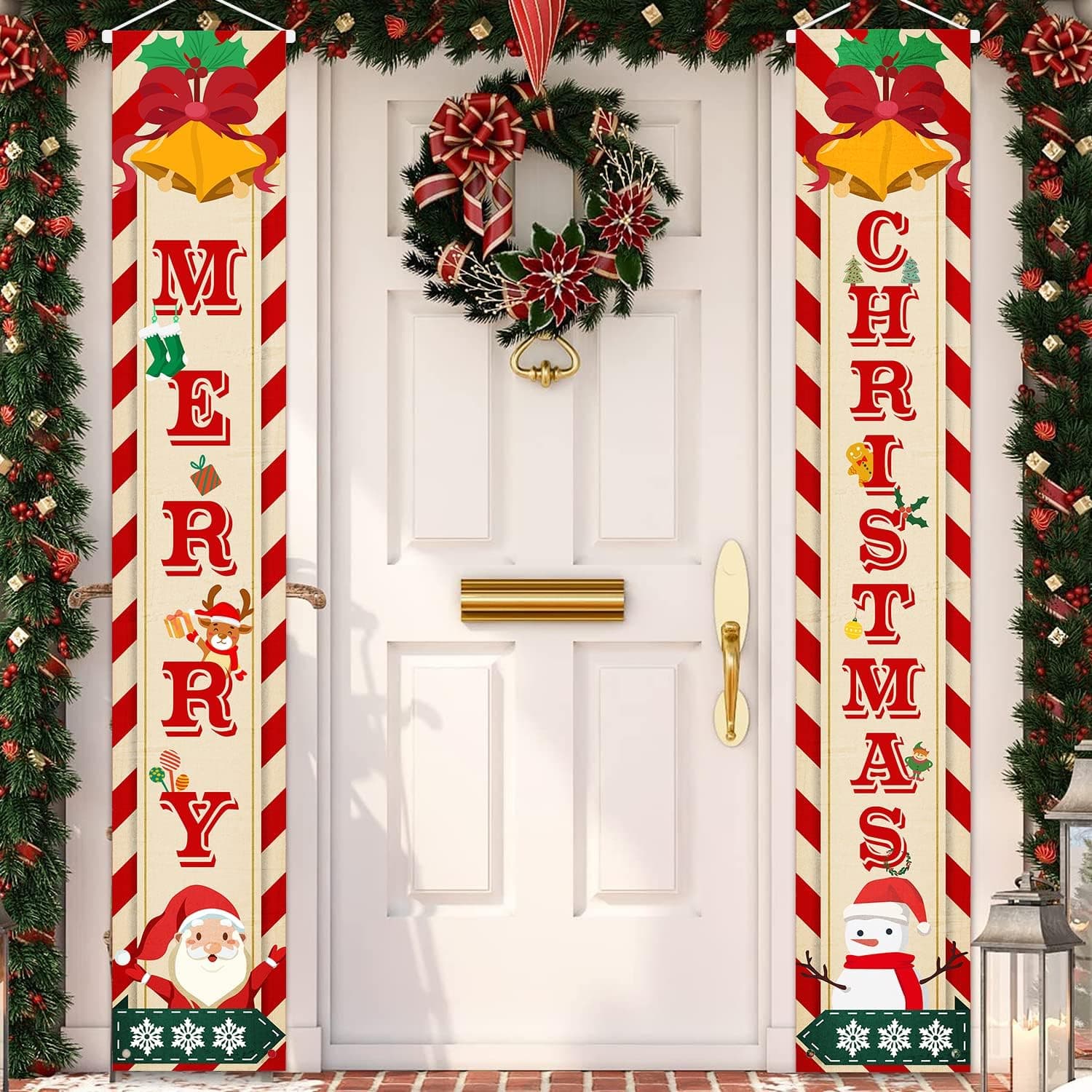 Christmas Decorations Merry Christmas Banner Xmas Porch Sign - Outdoor Christmas Decorations, Hanging Welcome Banner for Indoor Outside Front Door Garage Holiday Party Wall Christmas Decor
