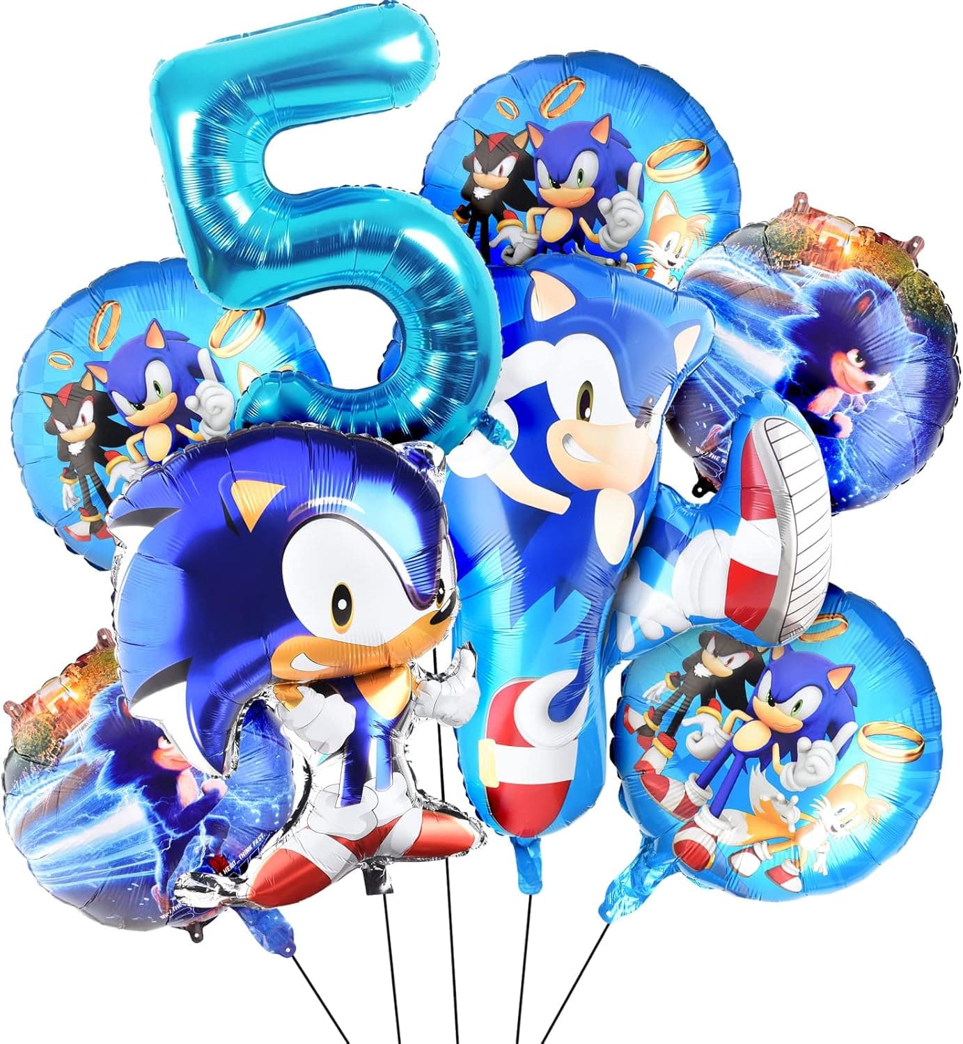Rekcopu For Cartoon hedgehog Party Decorations For Boy Balloon Birthday Party Supplies (5 year old)
