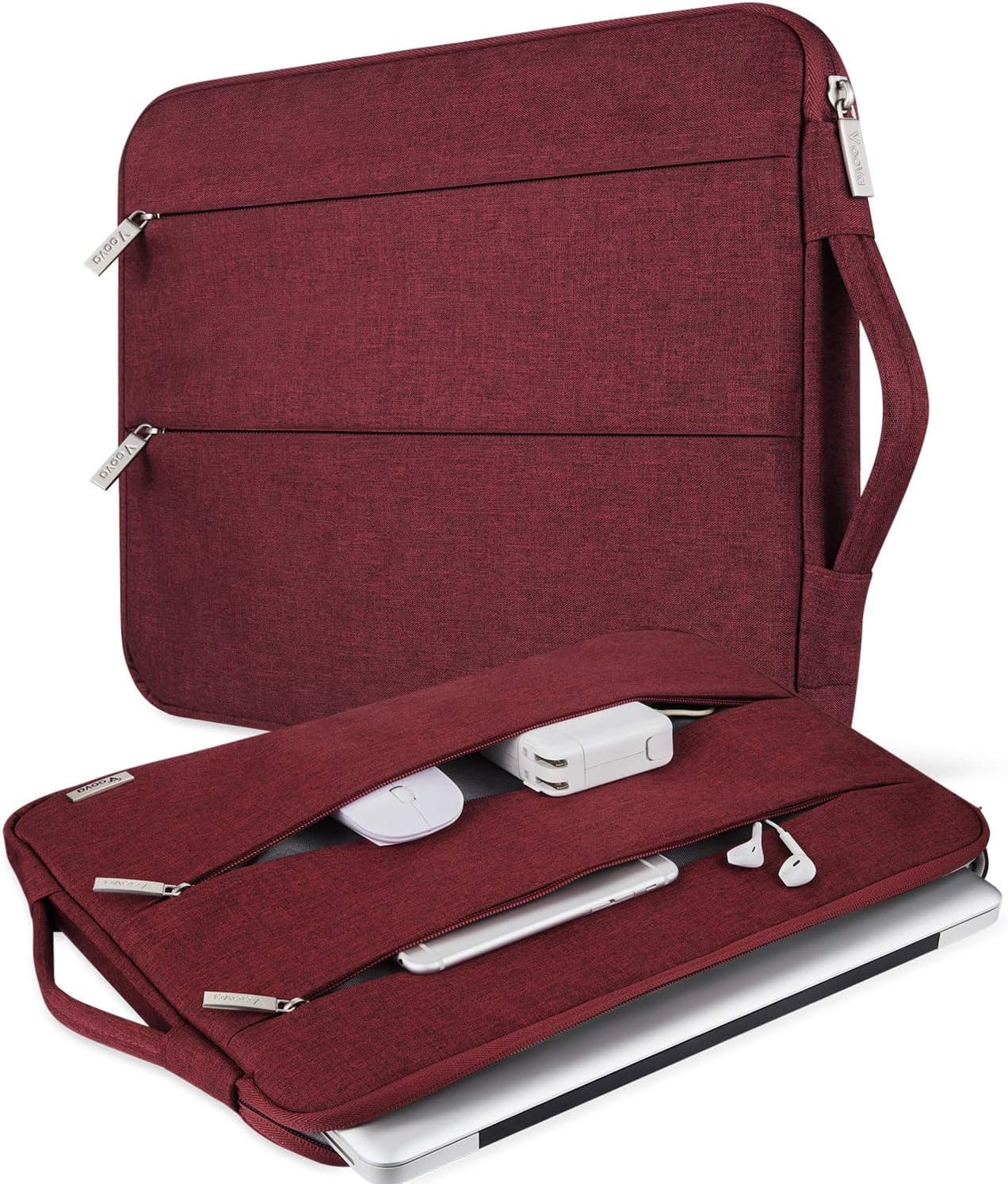 V Voova 11 11.6 12 Inch Laptop Sleeve Case for Women,Slim Computer Cover Bag Compatible with MacBook Air 11,Mac 12,Surface Pro 9 8 7/Laptop Go 2 3,HP Lenovo Acer Samsung Chromebook 4,Red