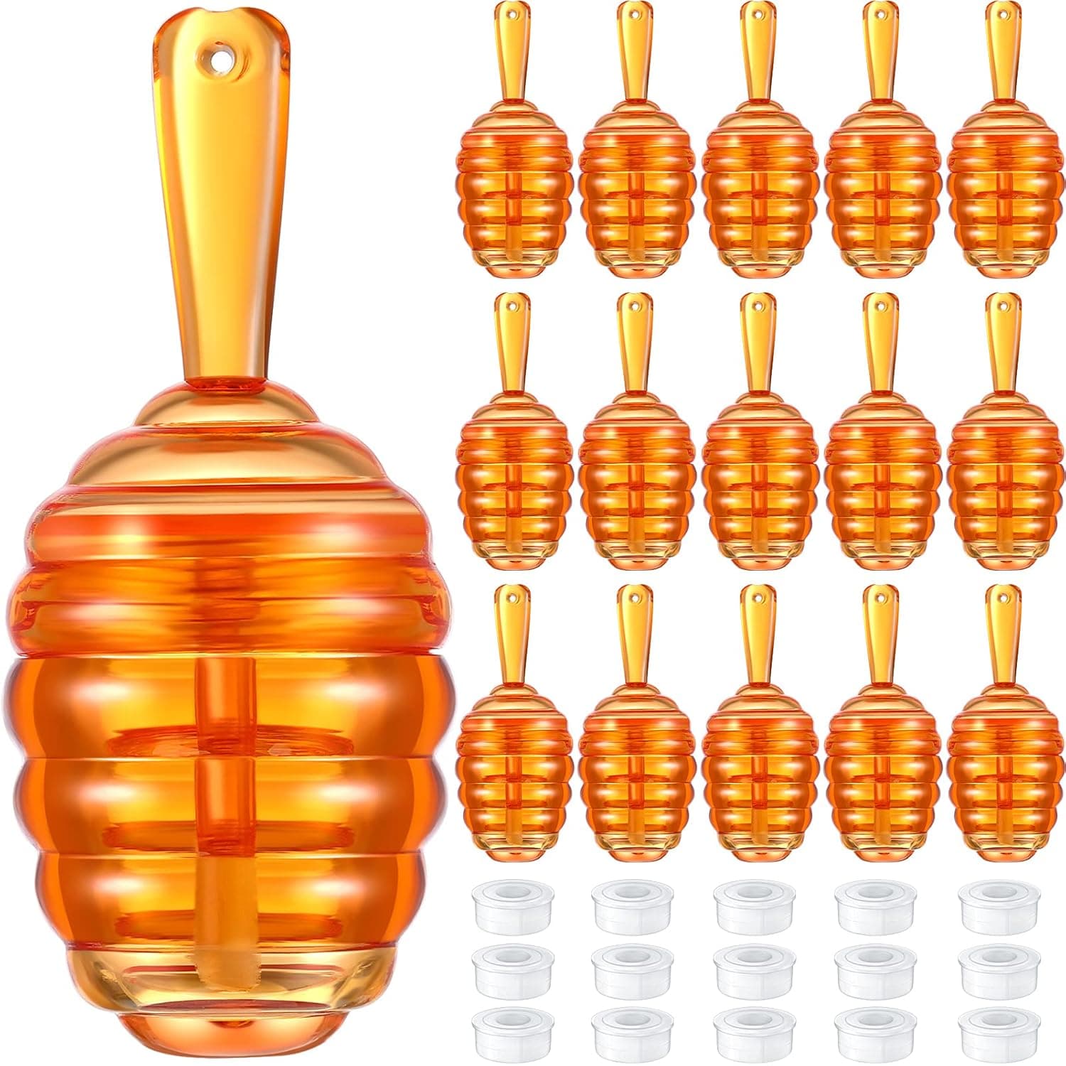 28 Pieces Honey Pots Shaped Lip Gloss Tube Empty Lip Gloss Containers Lip Balm Bottle Refillable Cute Lipstick Tubes with Wand for Women Girl DIY Cosmetics (Orange)