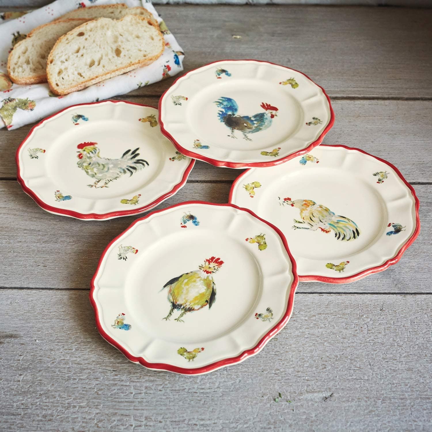 Sur La Table Jacques Pépin Collection Chickens Appetizer Plates 2015/19, Set of 4