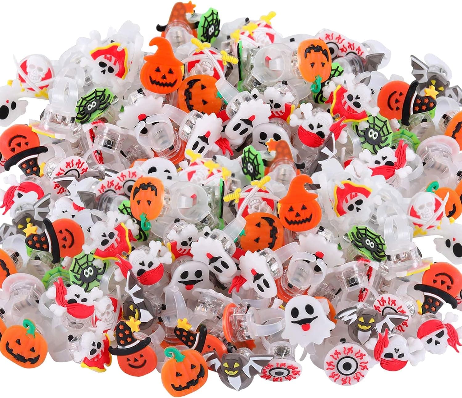 100 Pieces Halloween LED Glow Rings Luminous Flash Finger Rings Light up Ring Toys Glow in The Dark Party Supplies Halloween Ring Decoration for Kids Adults Gifts