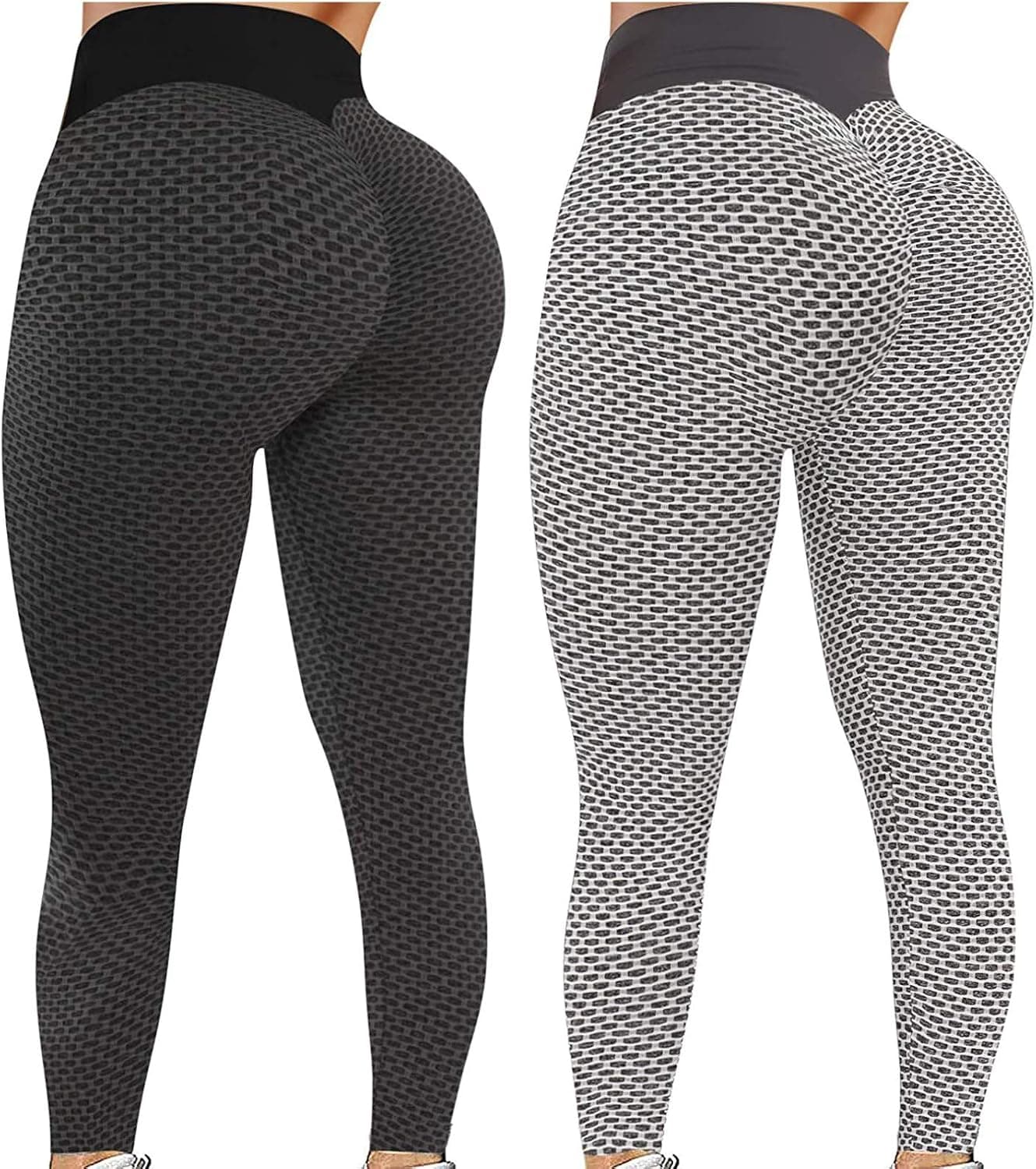 ESKMOOM Women's Bubble Hip Butt Lifting Anti Cellulite Legging High Waist Workout Tummy Control Yoga Tights