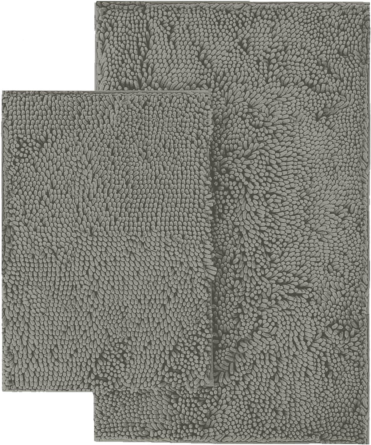LuxUrux Bathroom Rugs 2 Piece Set-Extra-Soft Plush Bath mat Shower Bathroom Rugs,1" Chenille Microfiber Material, Super Absorbent (Standard Set, Warm Grey), 30" x 20" Plus 23" x 15"