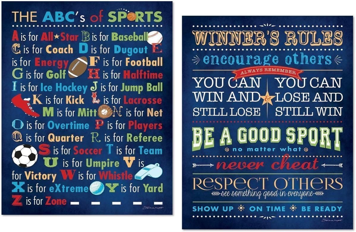 Gango Home DÃcor Popular Abc's of Sports and Winner's Rules Prints; Two 11x14 Poster Prints