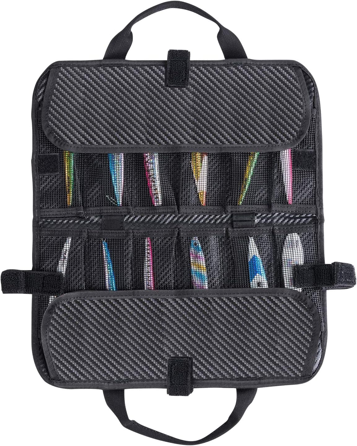 Goture Multi-Pockets Fishing Jig Bag Portable Lure Bag Fishing Organized Fishing Storage Tackle Gear Accessories Bag (13.39x7.87inch, Black)