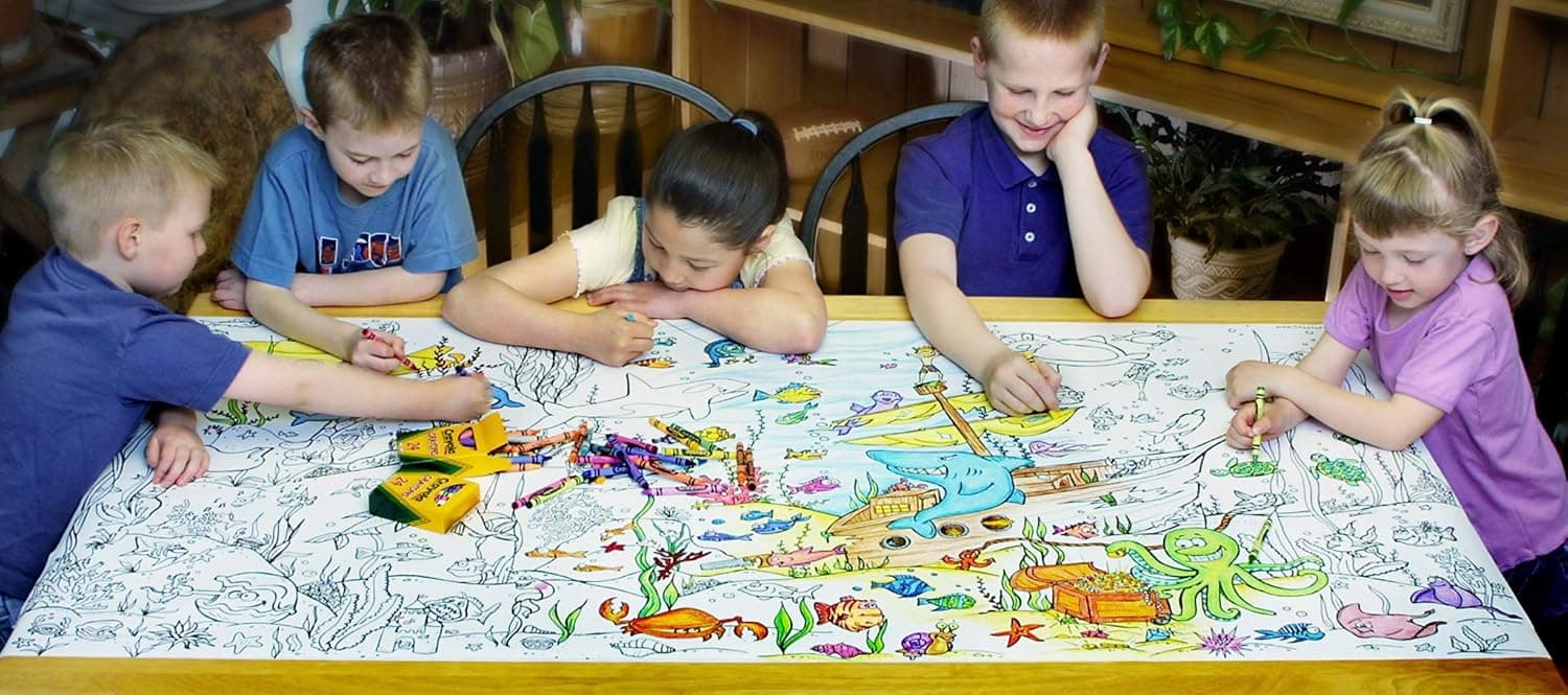 XGATML Smells Like Crayons Giant Wall Size, 5ft Coloring Page, Jungle Fun Color Me Cartoons for Kids and Adults, Family Gatherings, Quality time, Creative Learning 60"x30" (Undersea Adventure)