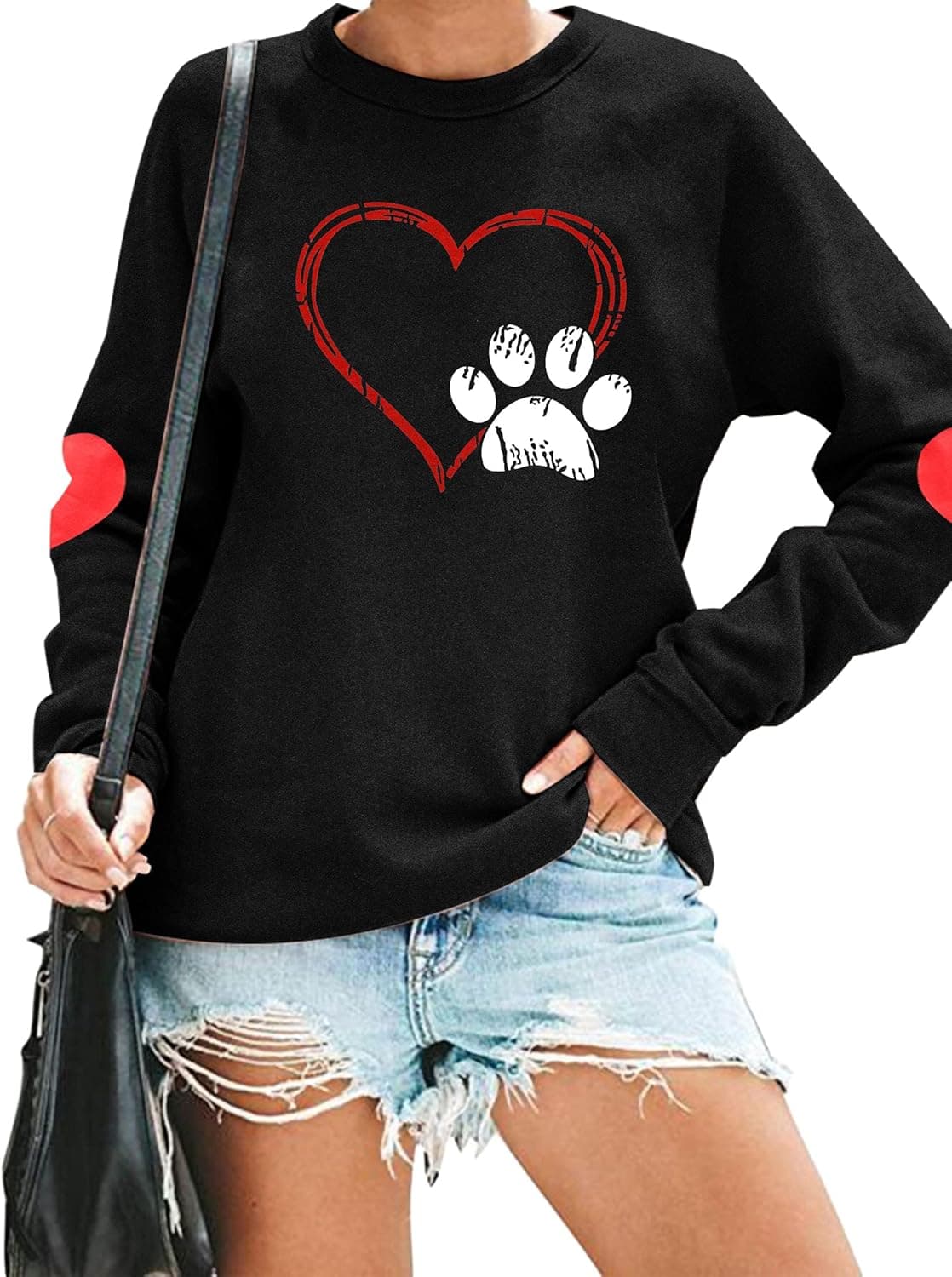 FLOYU Dog Mom Sweatshirt Women Cute Dog Paw Print Pullover Dog Lover Blouse Casual Dog Mama Long Sleeve T Shirt