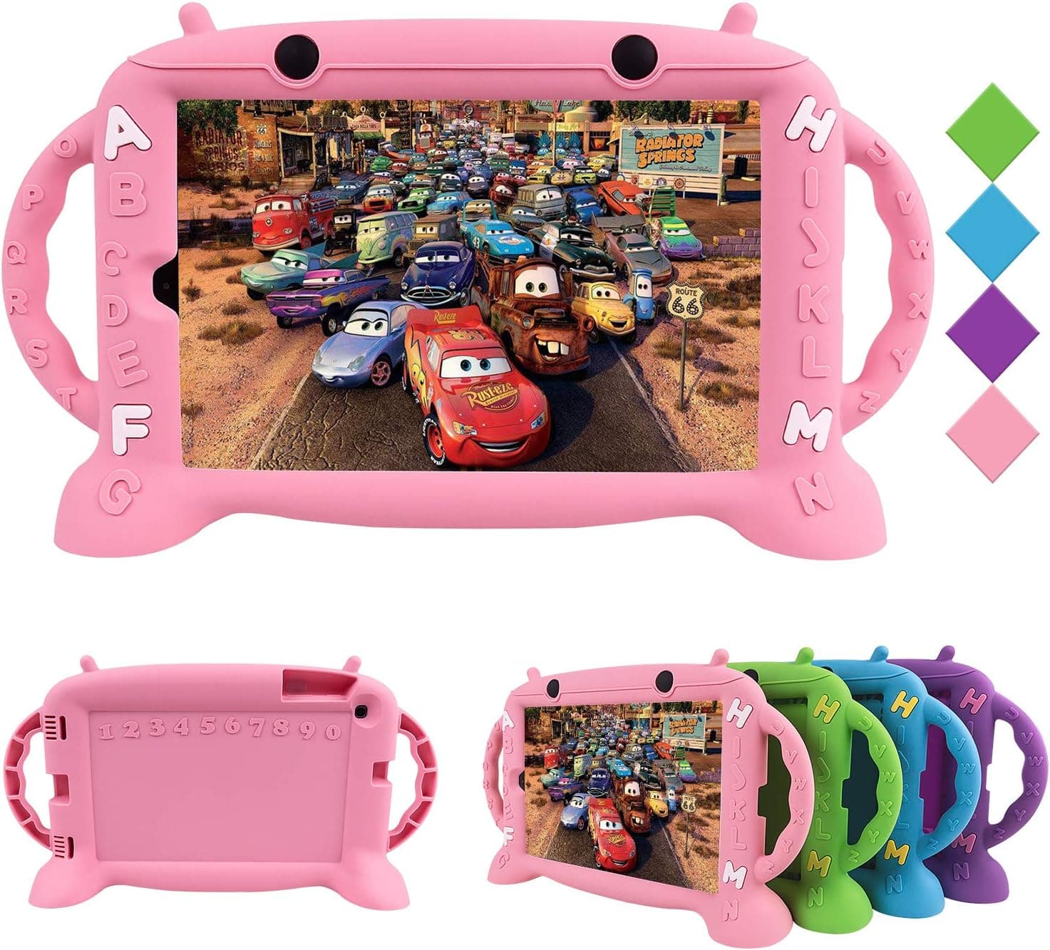 CHIN FAI Galaxy Tab A 10.1 SM-T510/T515 Case for Kids, Shockproof Silicone Handle Stand Protective Cover Case for Samsung Galaxy Tab A 10.1" 2019 Release Tablet (Pink)
