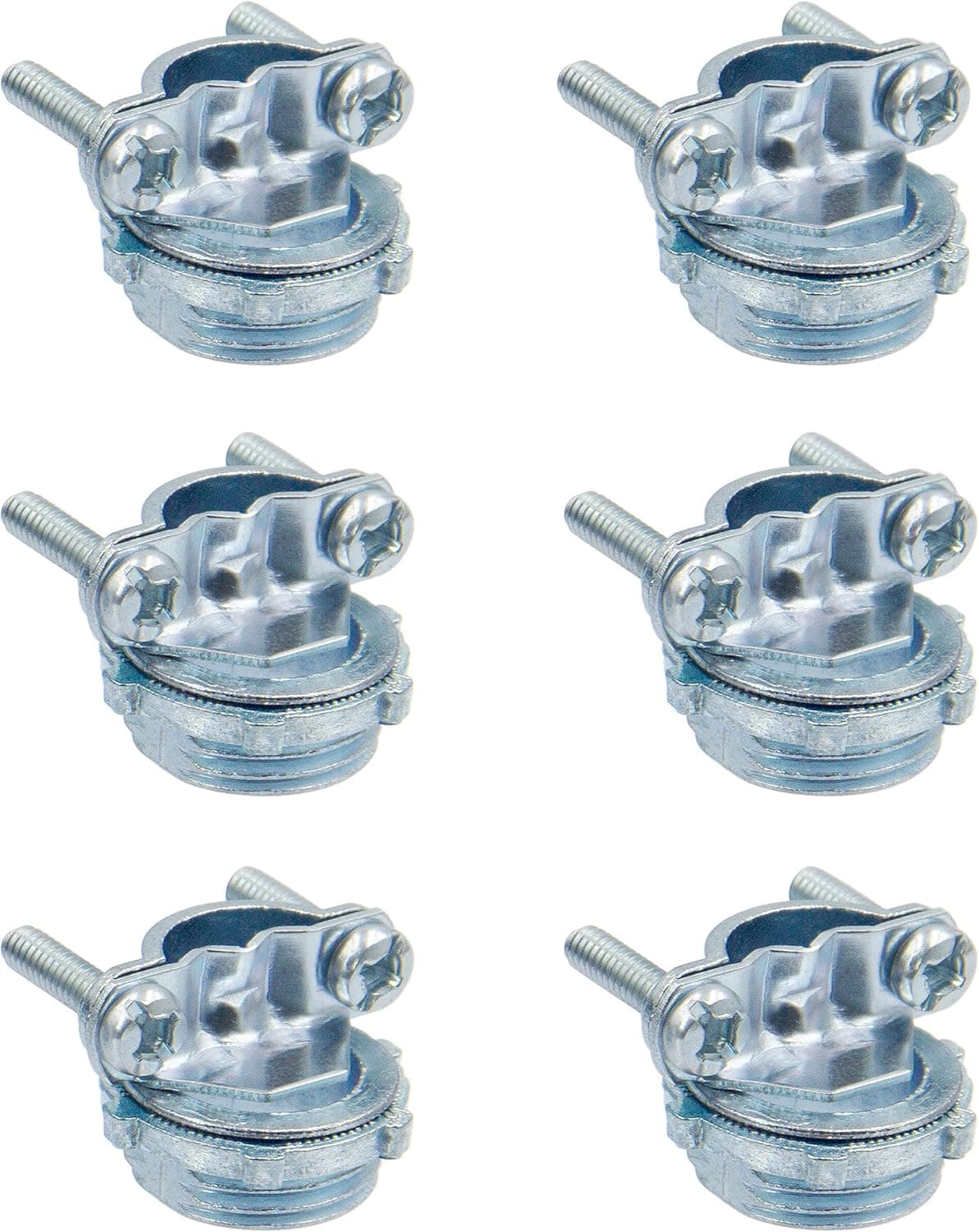 ISPINNER 6pcs 1/2 Inch Zinc Cable Connectors, Squeeze Type Cable Conduit Fittings for Non-metallic Sheathed Cables, Pack of 6