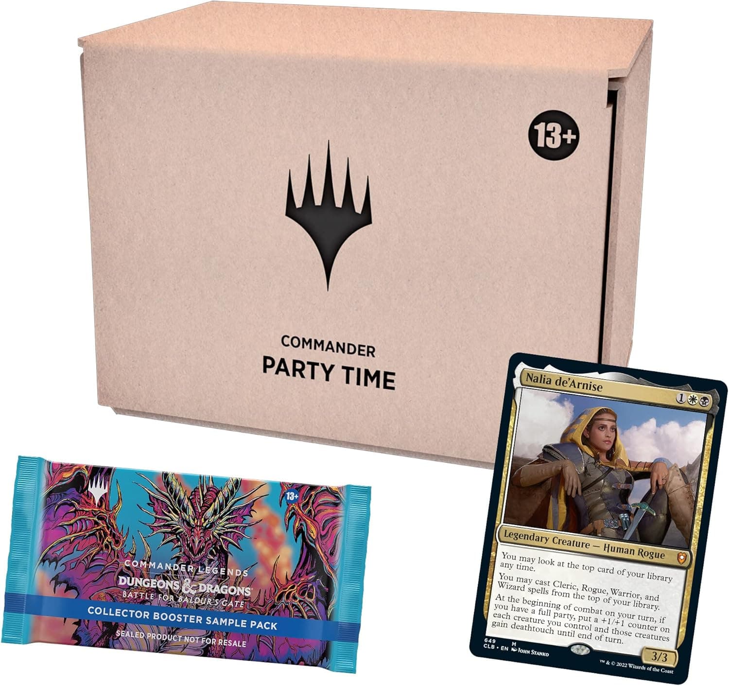 Magic The Gathering Commander Legends: Battle for Baldur’s Gate Commander Deck – Party Time + Collector Booster Sample Pack | Minimal Packaging Version, D10150000