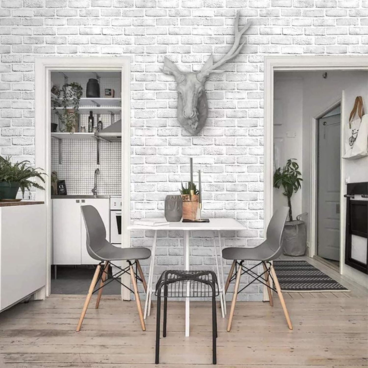 TX-Arts Brick Wallpaper Peel and Stick Wallpaper Self Adhesive Wall Paper for Home Brick Removable Wallpaper White for Kitchen Furniture Nursery on Background Decorative 17.7"X118.1"