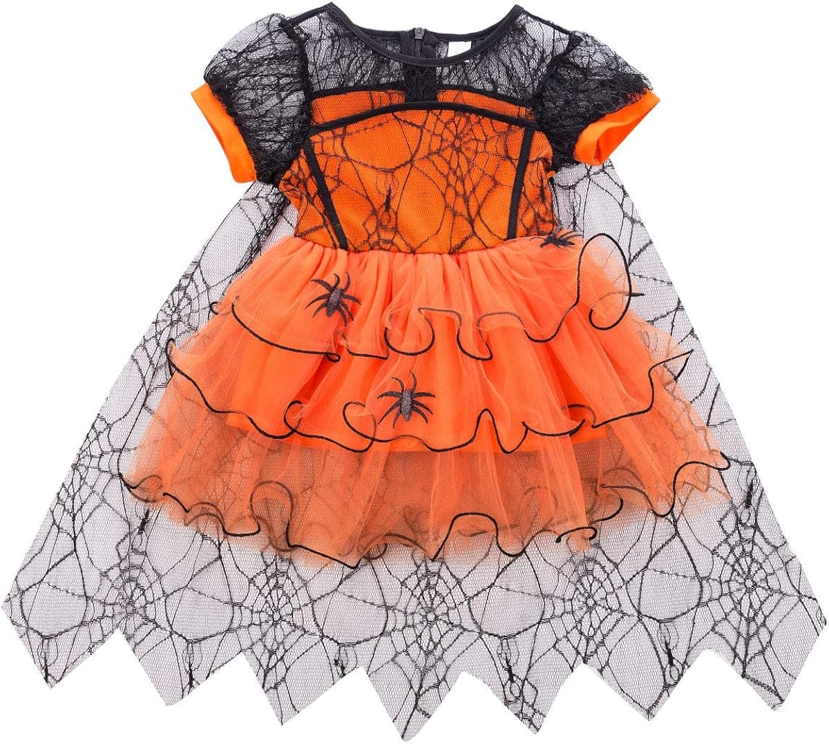 WALLARENEAR Toddler Baby Girl Halloween Costumes Spider Tulle Dress Ball Gown Dress Lace Cloak Outfit Vampire Witch Costume
