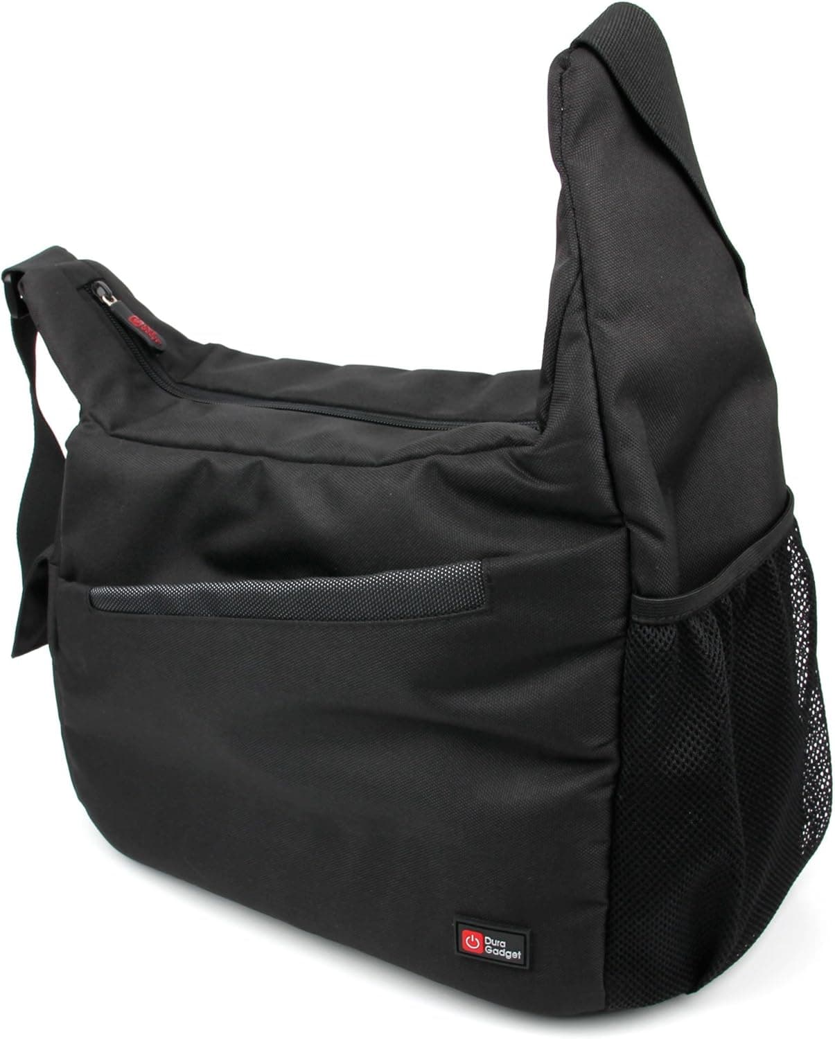 DURAGADGET High Quality Nylon Shoulder Bag in Black & Orange With Customizable Interior - Compatible with Glock 19 Pistol