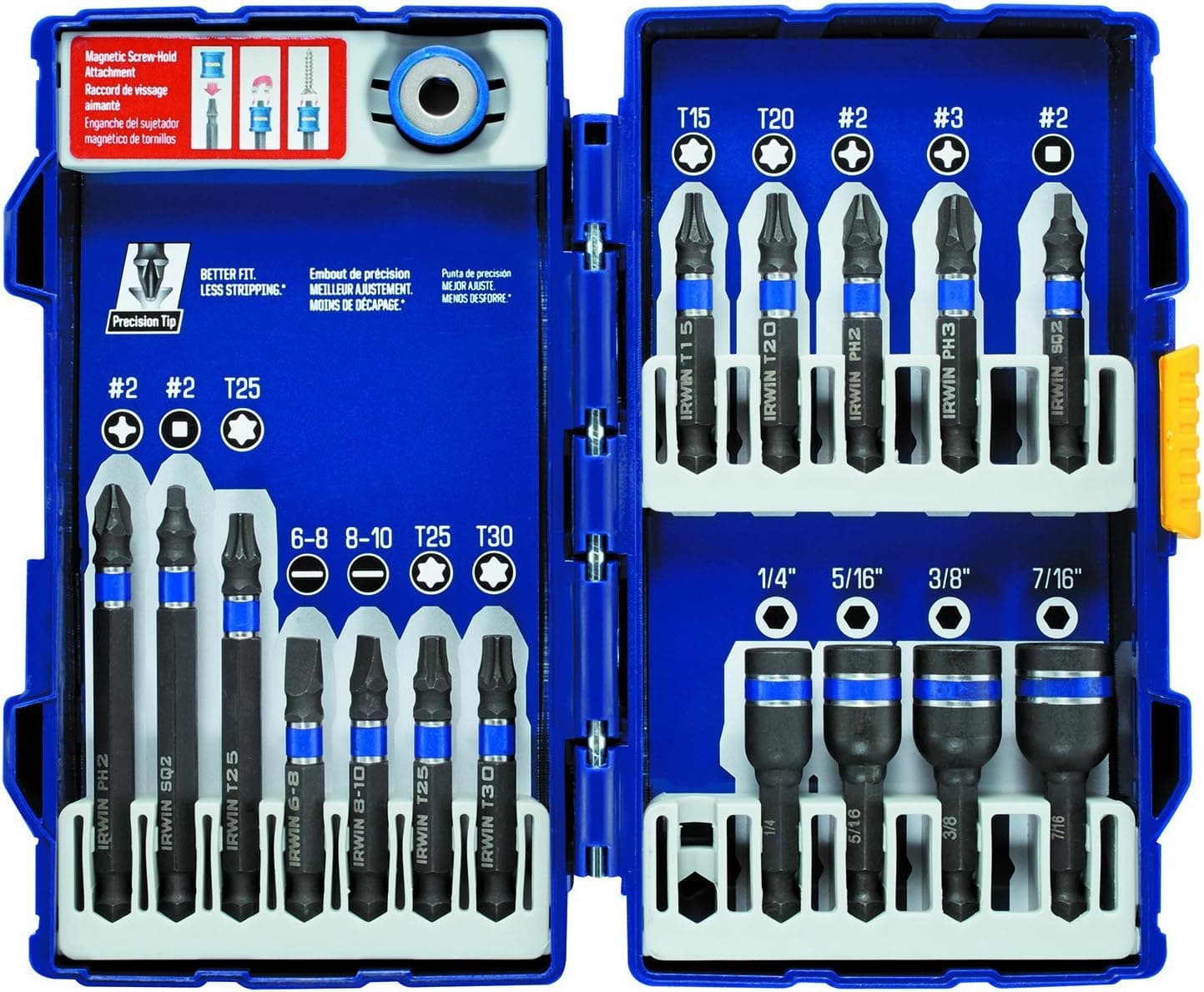 IRWIN Tools IMPACT Performance Series Fastener Power Bits, 17-Piece Set with Pro Case and Magnetic Screw-Hold Attachment (1903768)
