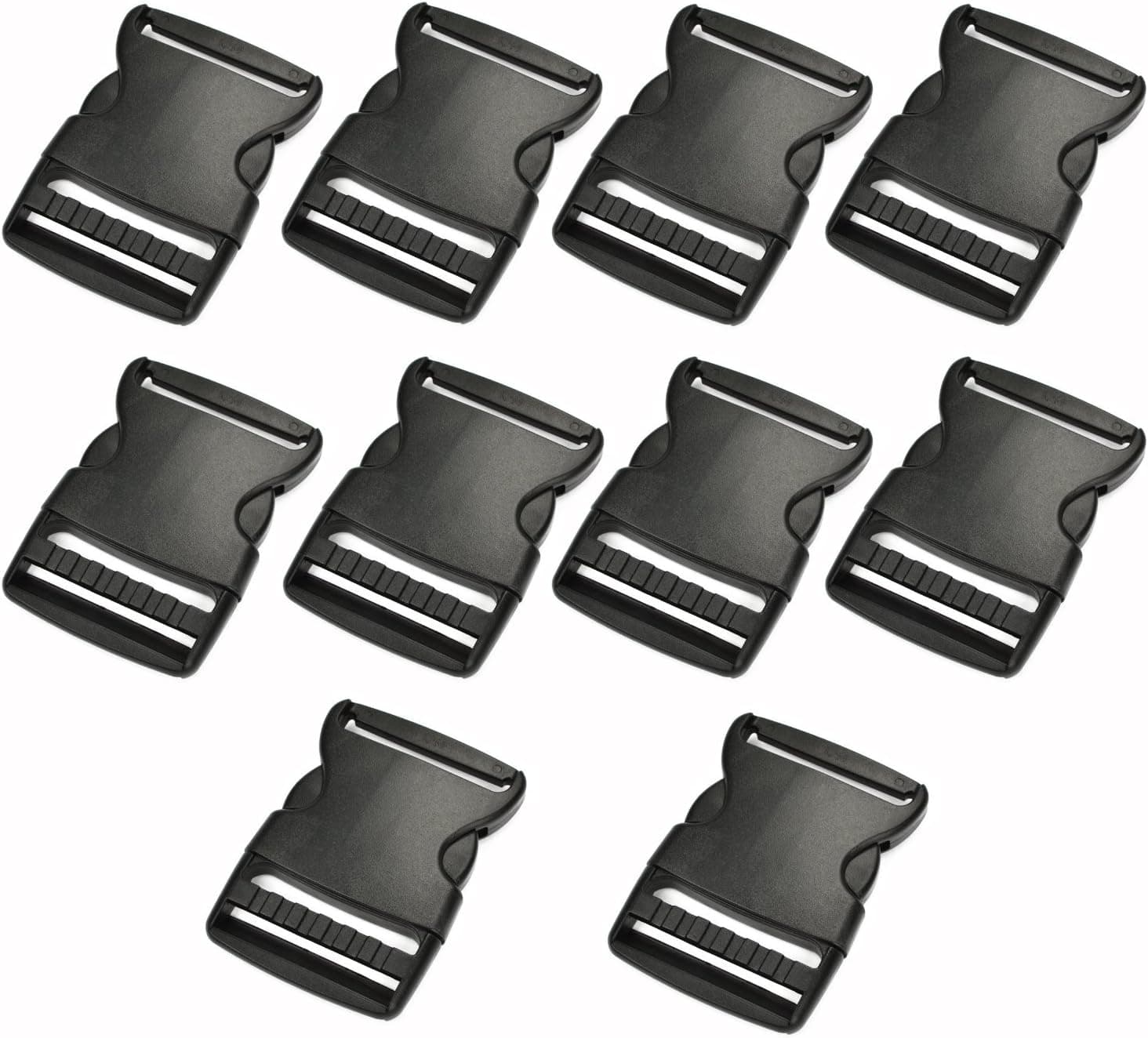 Ning store 2 Inch Wide 10 Yards Black Nylon Heavy Webbing Strap+10 PCS 2" Black Color Flat Shape Plastic Side Release Plastic Buckles