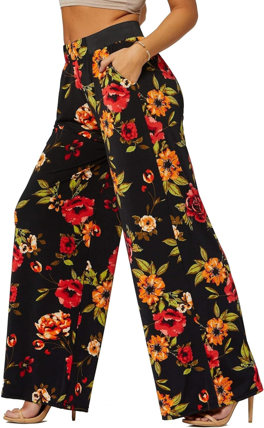Palazzo Pants with Pockets for Women - Many Colors and Prints - High Waisted Wide Legged - Island Life - One Size - LG237X199