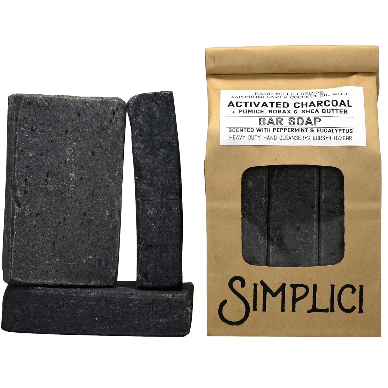 Simplici Mechanic Soap with Pumice, Charcoal & Shea Butter - Heavy Duty Hand Soap