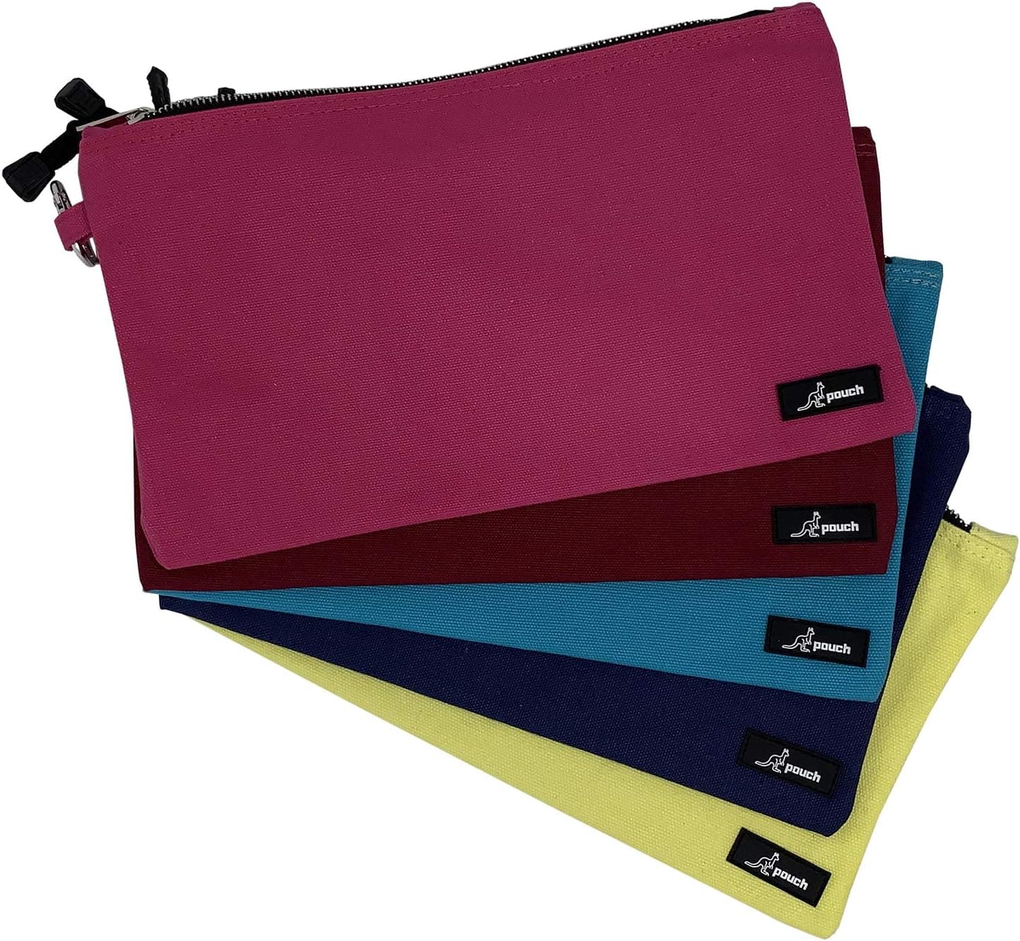 5 Pack Multipurpose Utility Organization Canvas Tool Pouch Metal Zipper Durable One Piece Construction