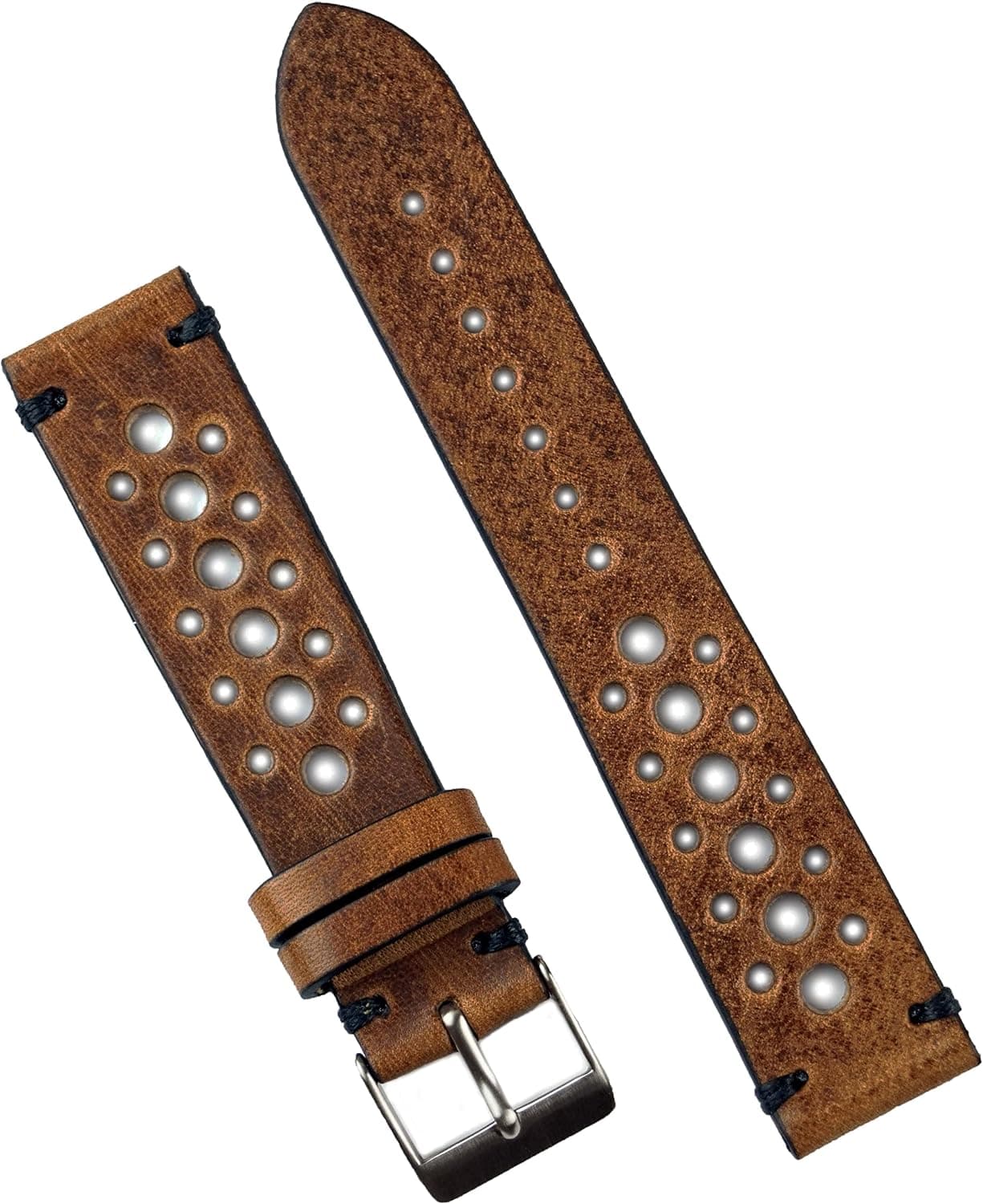 B & R Bands 22mm Oak Classic Vintage Racing Watch Band Strap - Medium Length