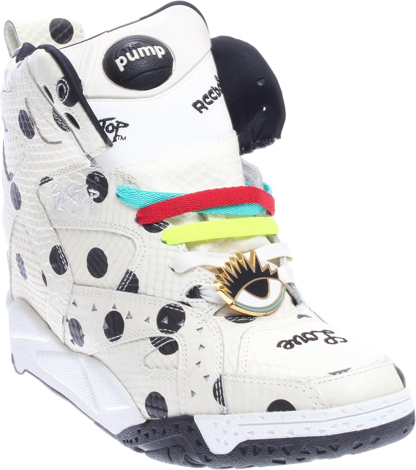 Reebok Melody Ehsani X Blacktop Pump Wedge Womens Casual Shoe 10 Chalk/Black
