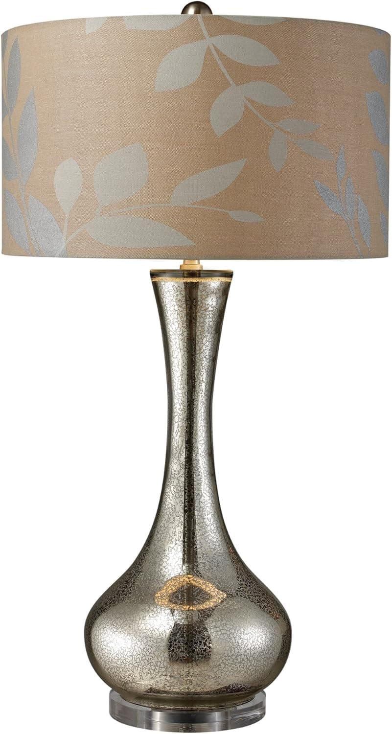Dimond D1883 18-Inch Width by 34-Inch Height Orion Table Lamp in Antique Mercury Blown Glass with Metallic Print on Cream Linen Shade