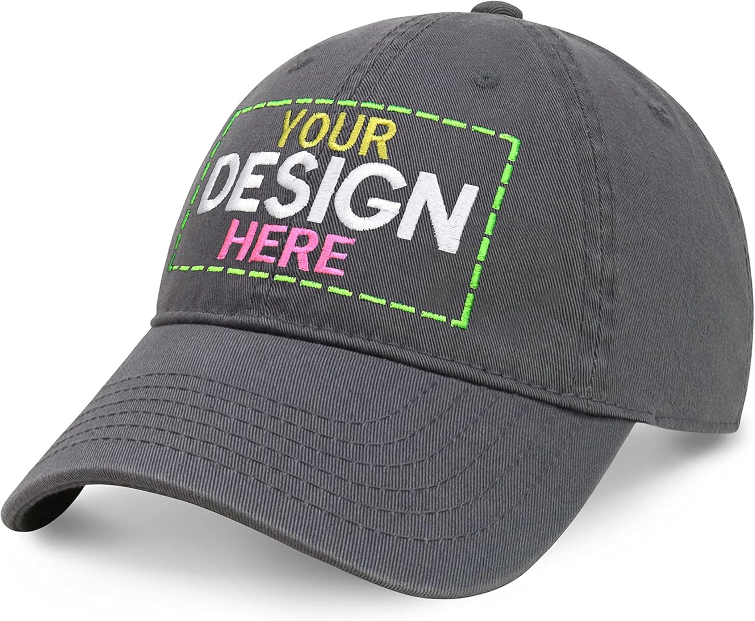 Custom Embroidered Hat Polo Style Unisex Adjustable Unstructured Cotton Cap Your Own Image Logo and Text