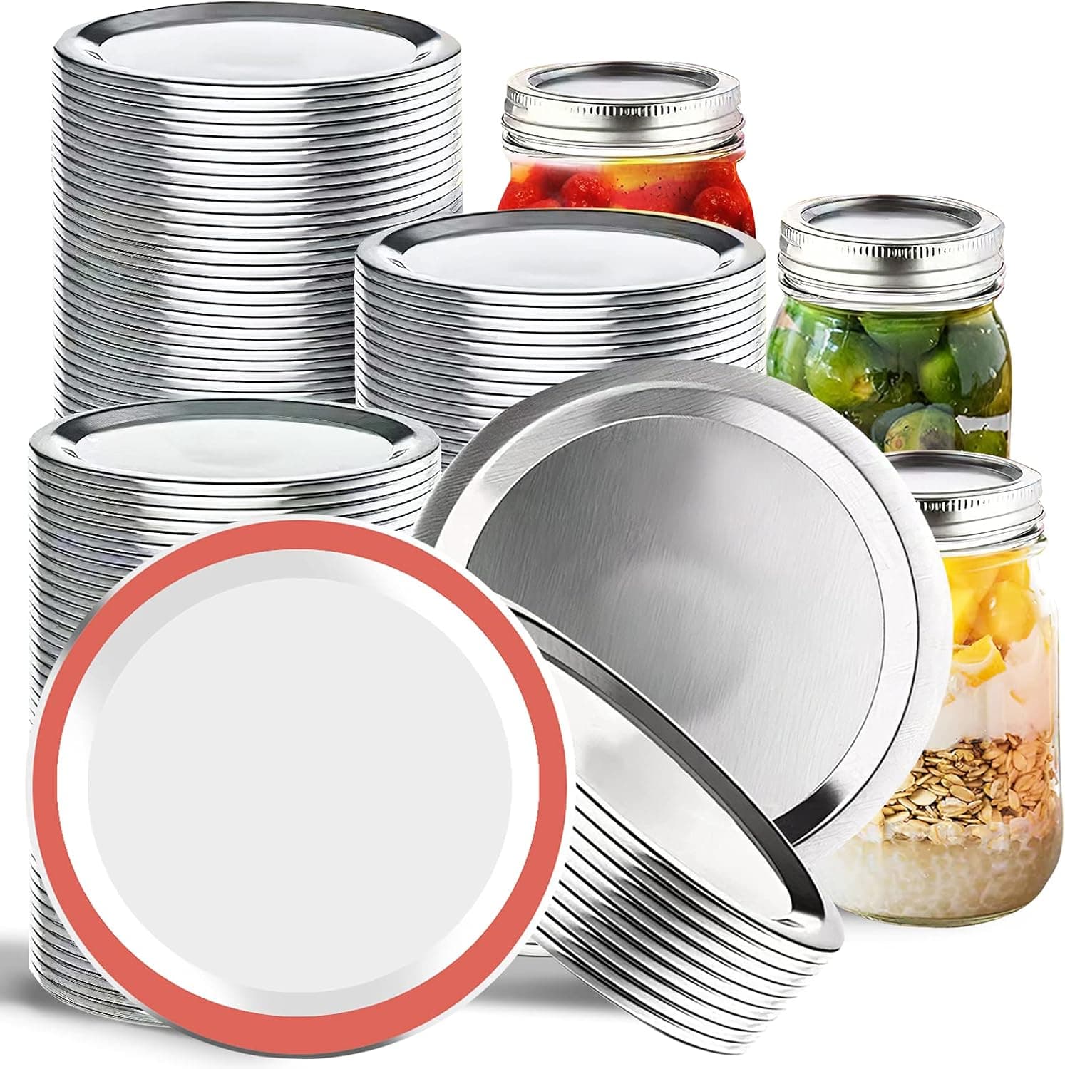 48 Pcs Regular Mouth Canning Lids , 70mm Split-Type Metal Mason Jar Canning Lids of Food Grade Material, 100% Fit & Airtight Leak Proof Canning Caps 2.75in (Only Lids)