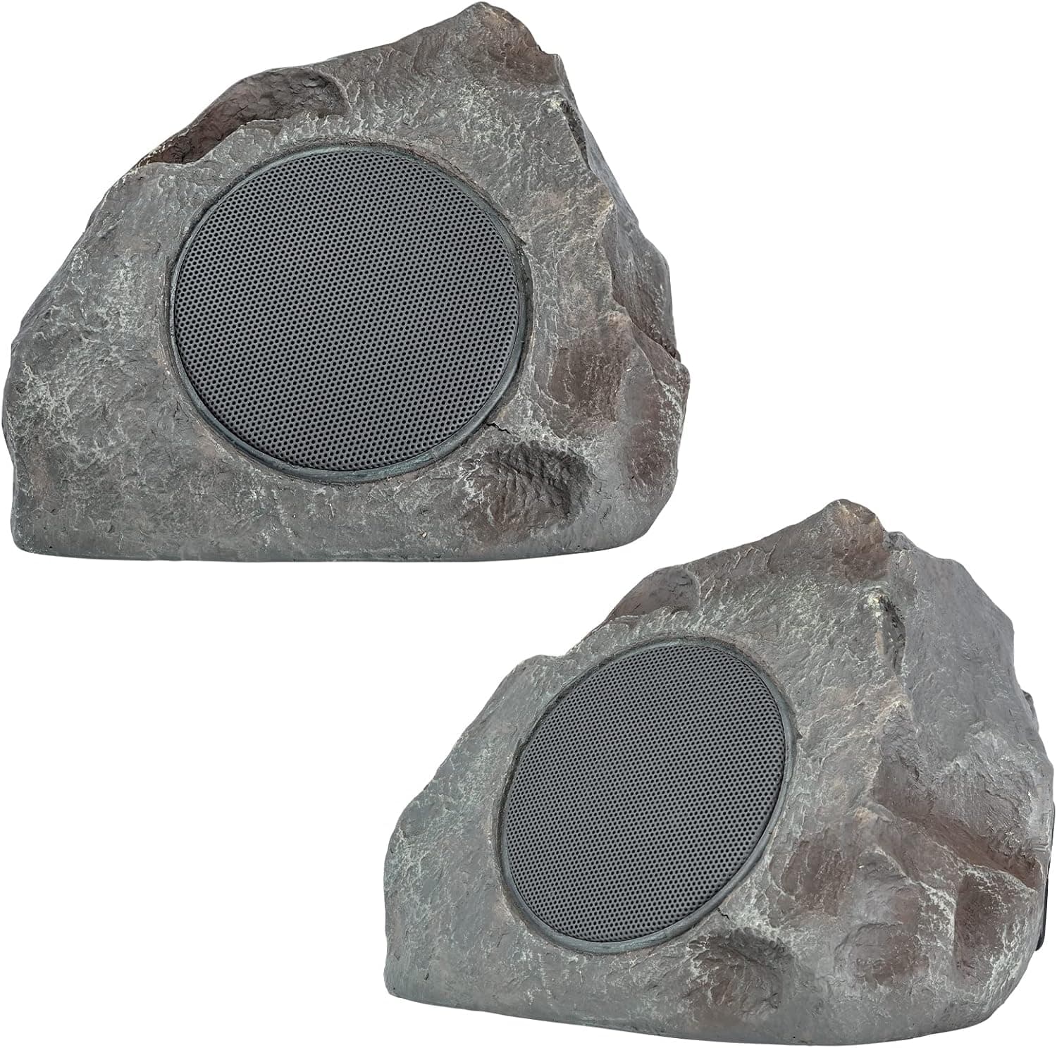 Homewell Outdoor Rock Speaker Solar-Powered Wireless Bluetooth 5.0 Portable Speaker Weatherproof for Patio, Pool, Deck, Yard, Garden and Home (Dark Grey, 2-Pack)