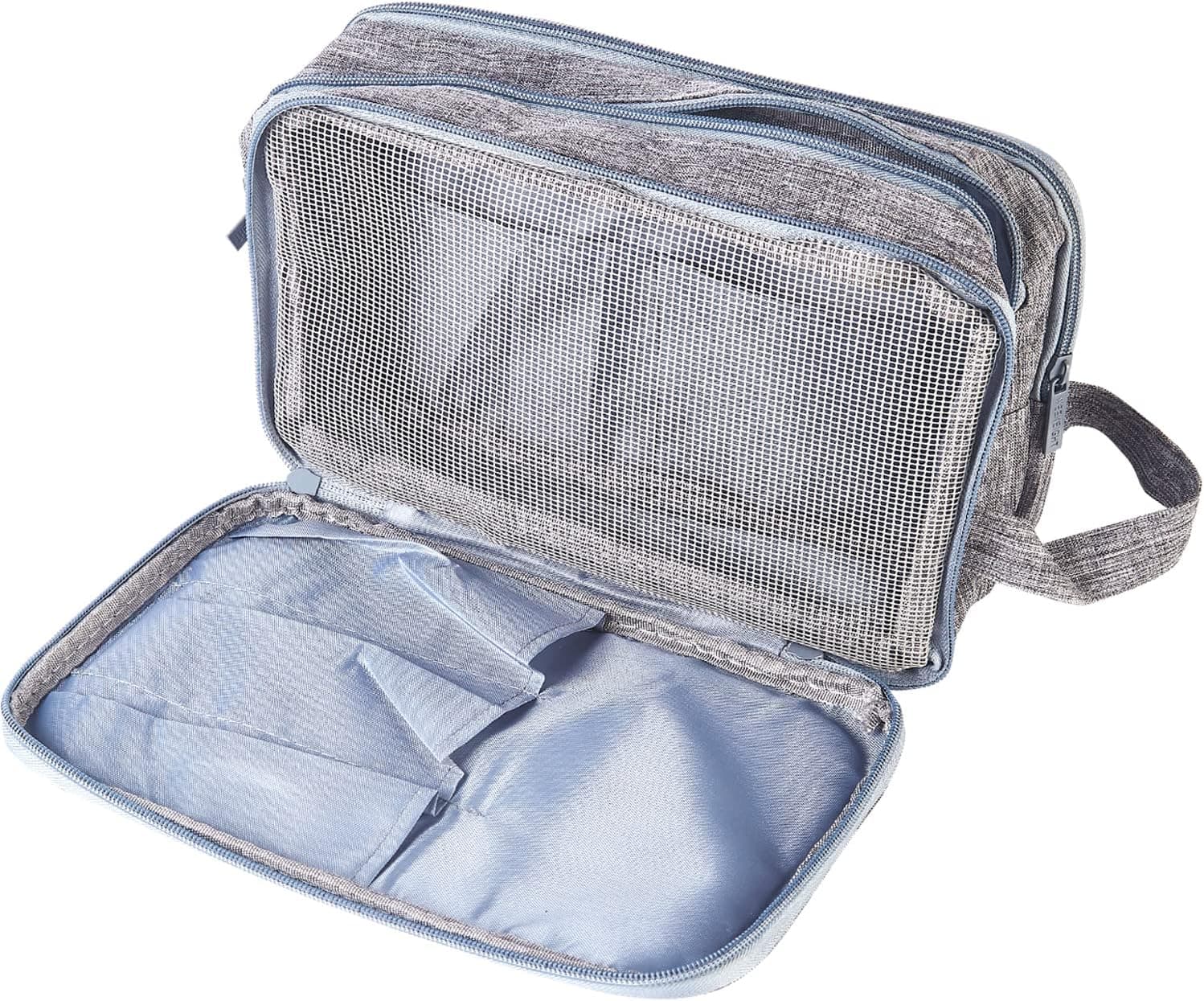 Travel Toiletry Bag for Men, Shaving Bag Dopp Kit with Water-Resistance Compartment, Toiletries Organizer with 5 Pcs toothbrush case