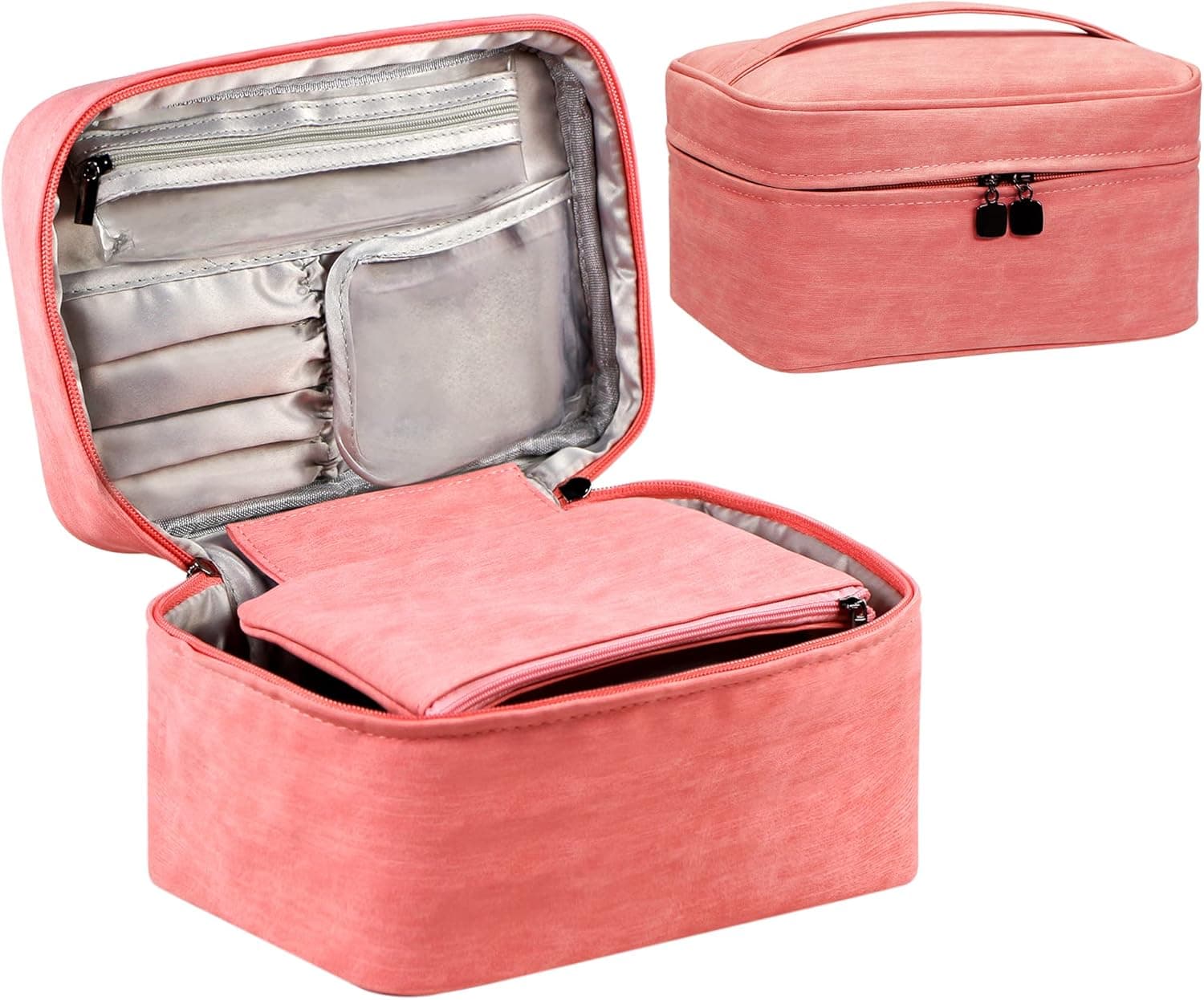 HIJJMAXX Makeup bag travel cosmetic bag makeup organizer bag travel make up bag Waterproof make up organizer bag makeup bags for women Girls.(Pink)