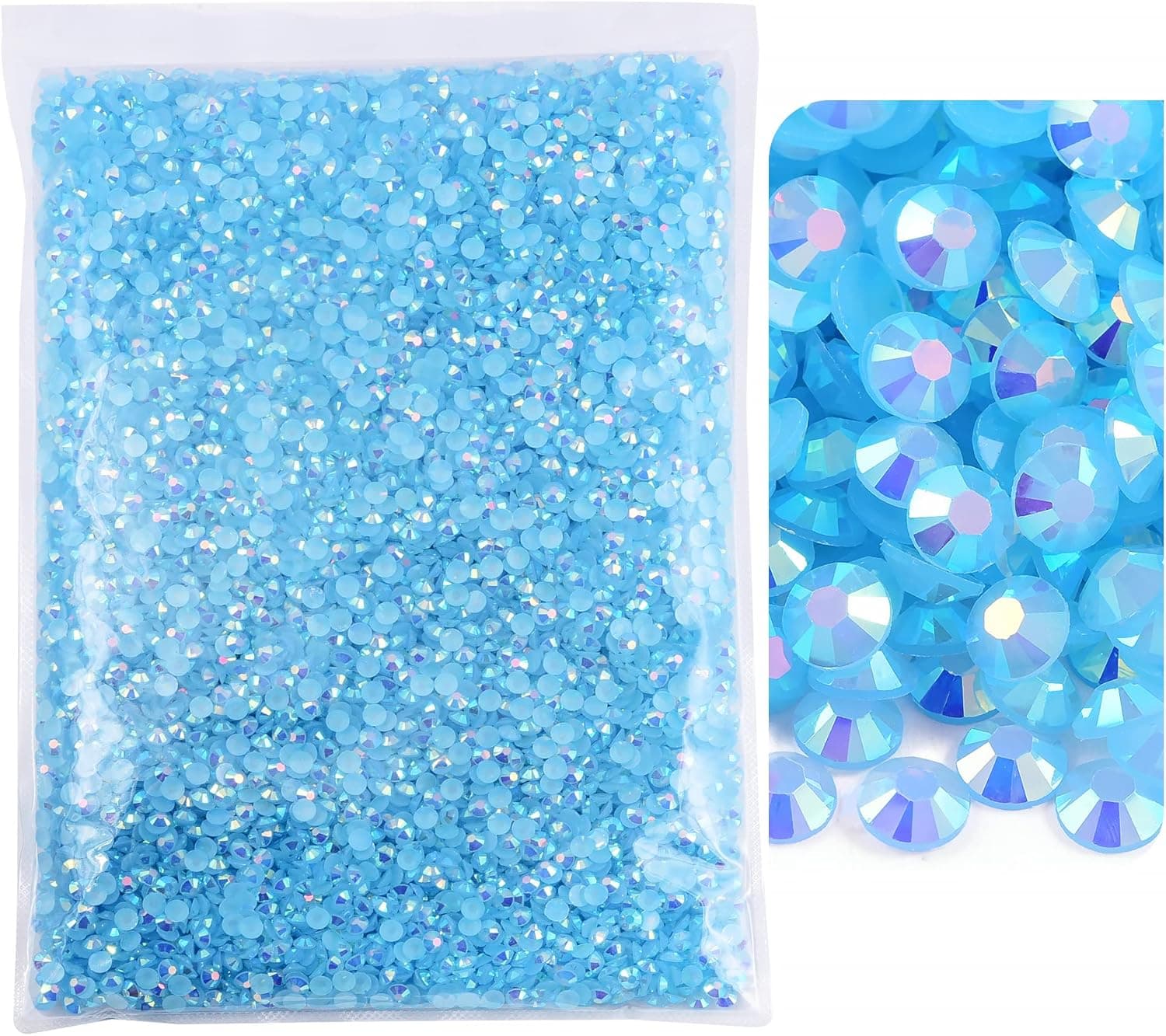 BLINGINBOX 15000pcs Flatback Rhinestones,Resin Non Hotfix Rhinestones Large Quantity Wholesale for Crafts DIY Creative Design,Clothes,Makeup,Nail Art (5mm=0.2", Aquam. AB)