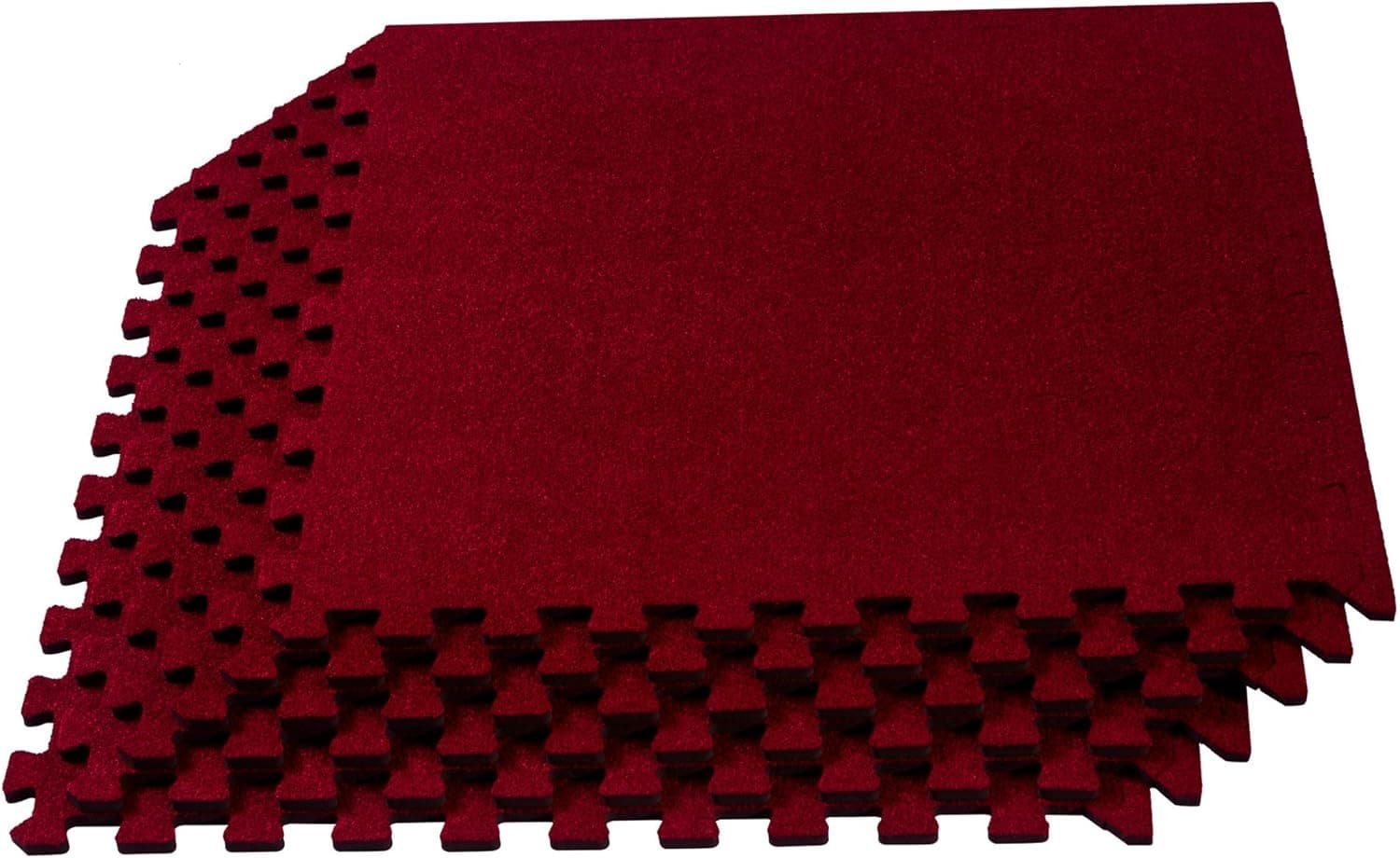 We Sell Mats 3/8 Inch Thick Interlocking Foam Carpet Tiles, Durable Carpet Squares, Anti-Fatigue Support for Home, Office, or Classroom Use, 24 in x 24 in