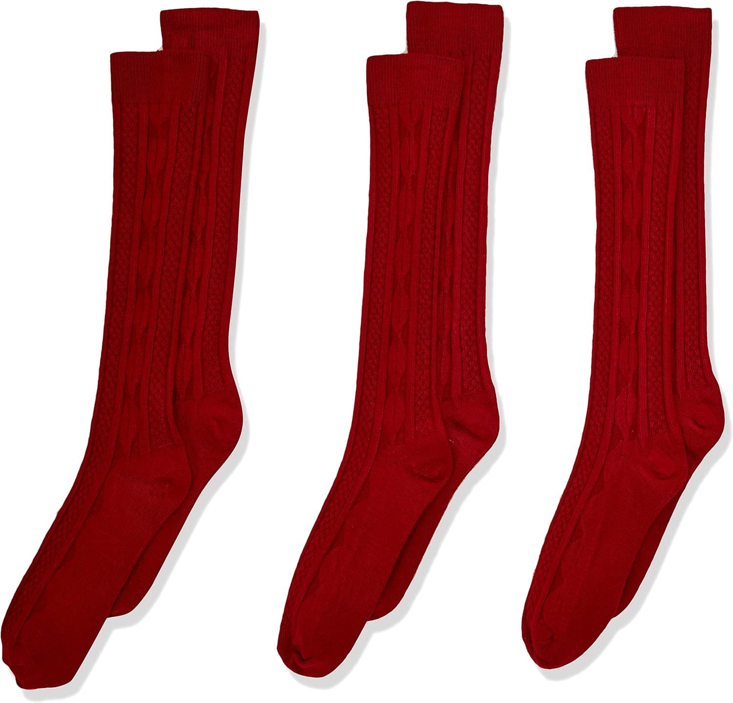 Jefferies Socks Big Girls' Cable-Knit Knee-High Sock Three-Pack
