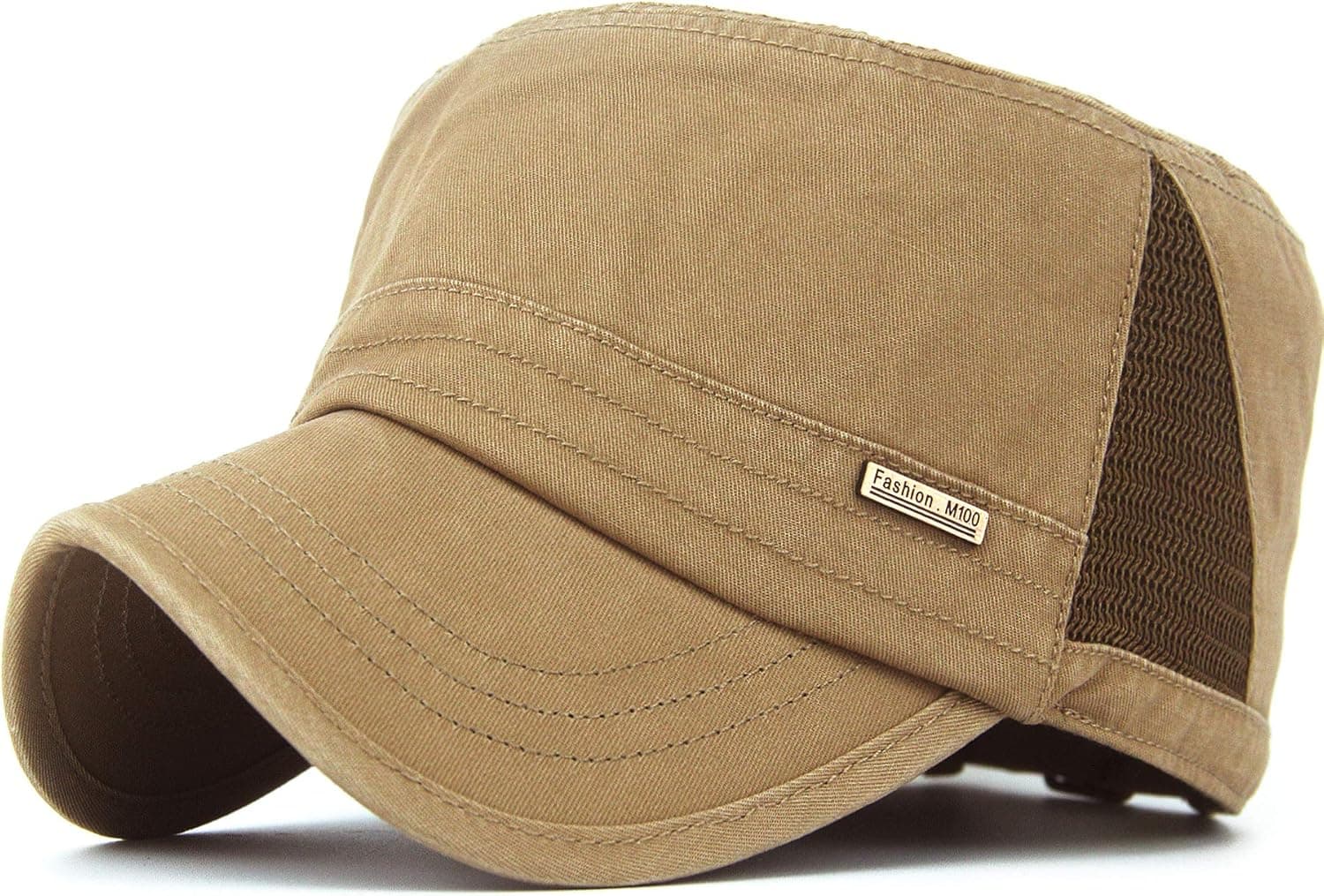 Rayna Fashion Men Women Vintage Distressed Washed Cotton Twill Cadet Army Cap Adjustable Military Hat Flat Top Baseball Cap