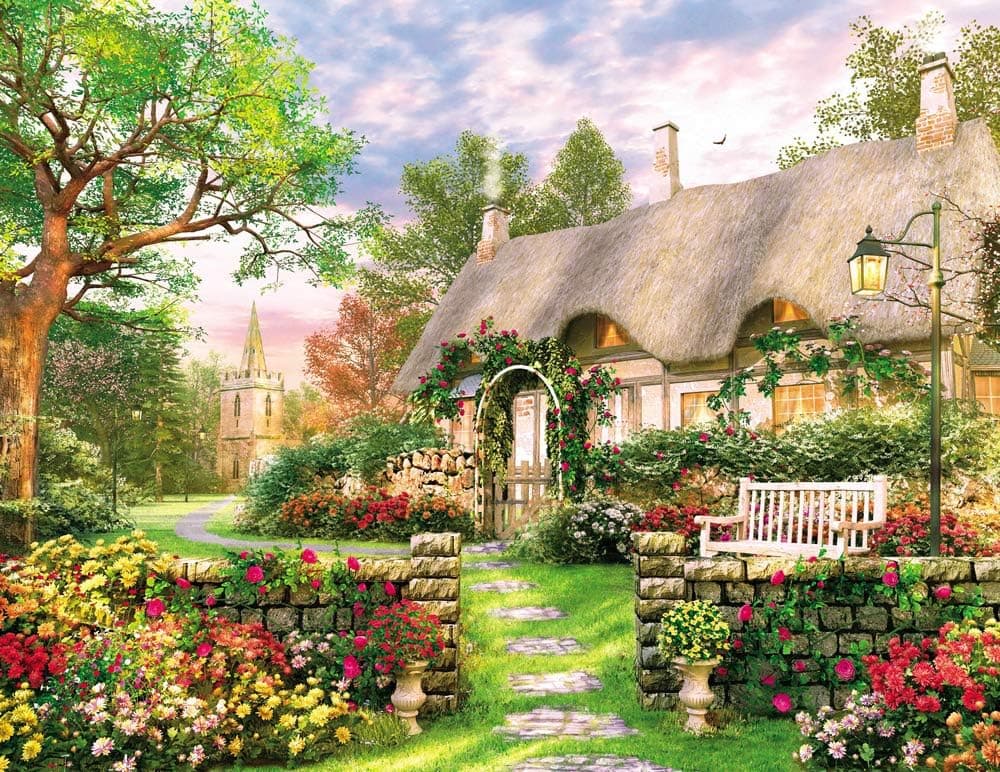 Agirlgle Jigsaw Puzzles 1000 Pieces for Adults for Kids Jigsaw Puzzles -Cottage- 1000 Pieces Jigsaw Puzzles,Softclick Technology Means Pieces Fit Together Perfectly