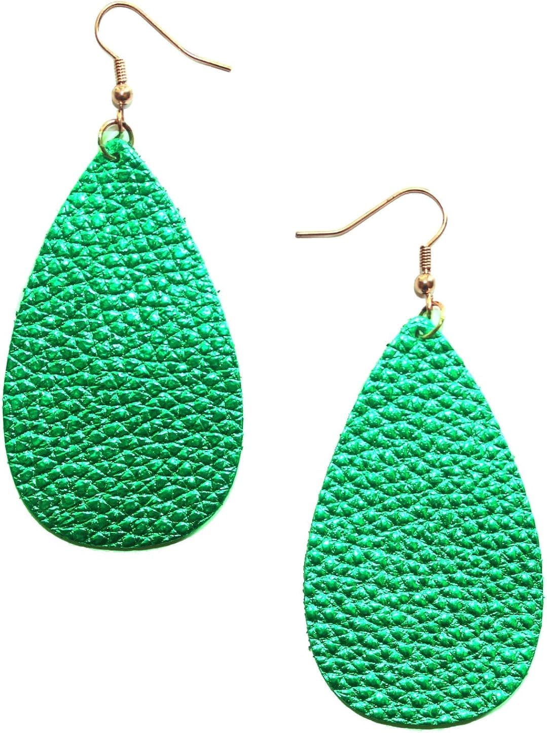 Lightweight Genuine Glitter Teardrop Leather Earrings | Not Faux Leather